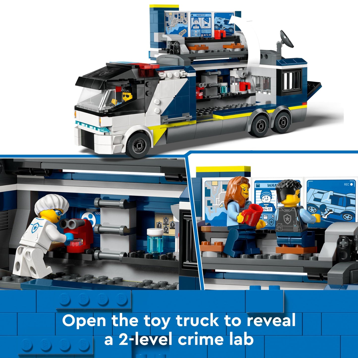 LEGO City Police Truck with Lab, Police Set with Quad and Truck Toy for Kids & City Burger Truck, Building Set with Toy Car for 5-year-old Children.