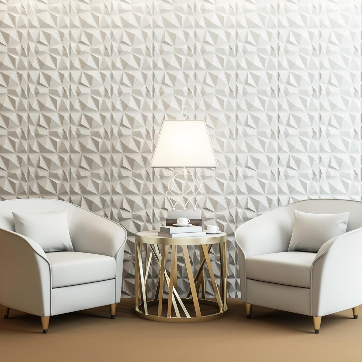 Art3d 33 Pieces 3D Wall Panels Diamond High Stiffness PVC, 30 x 30 cm, Non-deformable, Recyclable, Waterproof, Heat-resistant, Odorless, Matte White