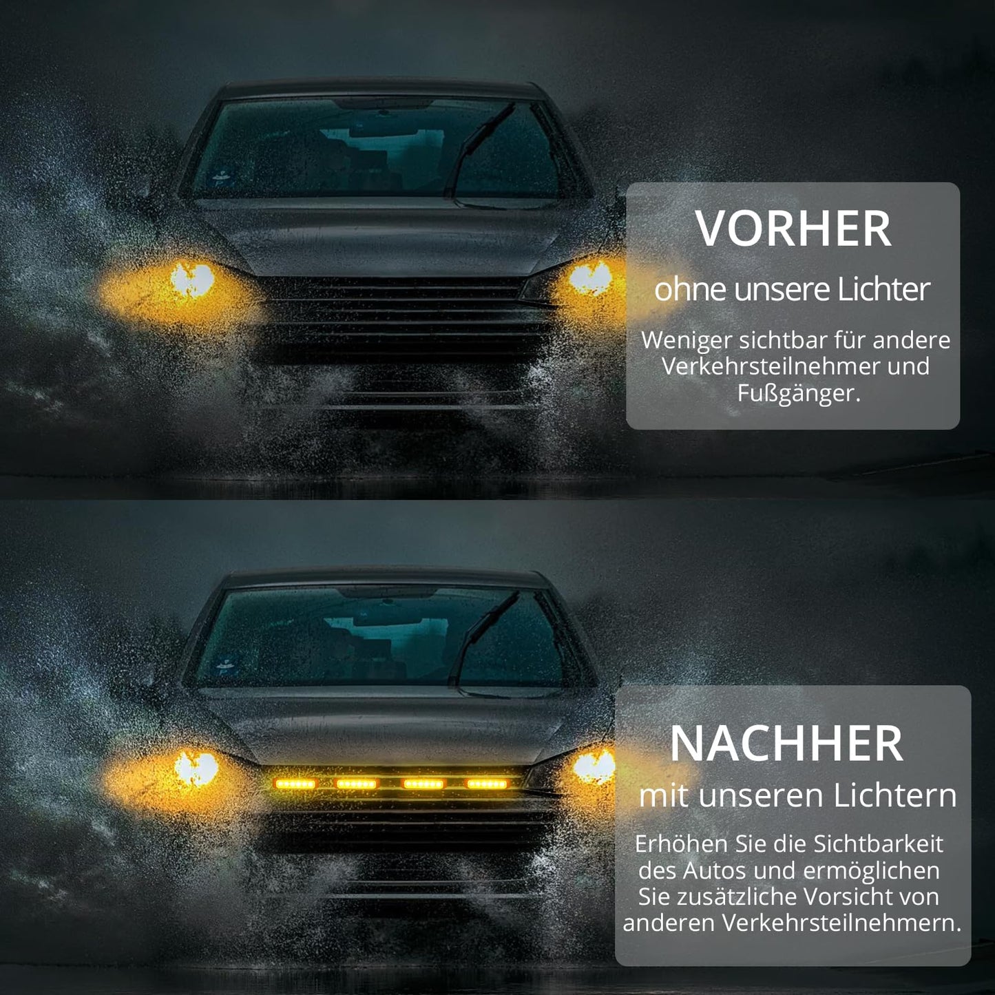 4x6 LED warning light front flash strobe light waterproof IP68 flashing light warning beacon flash module warning light emergency light caution flashing light for 12/24V truck, truck, emergency