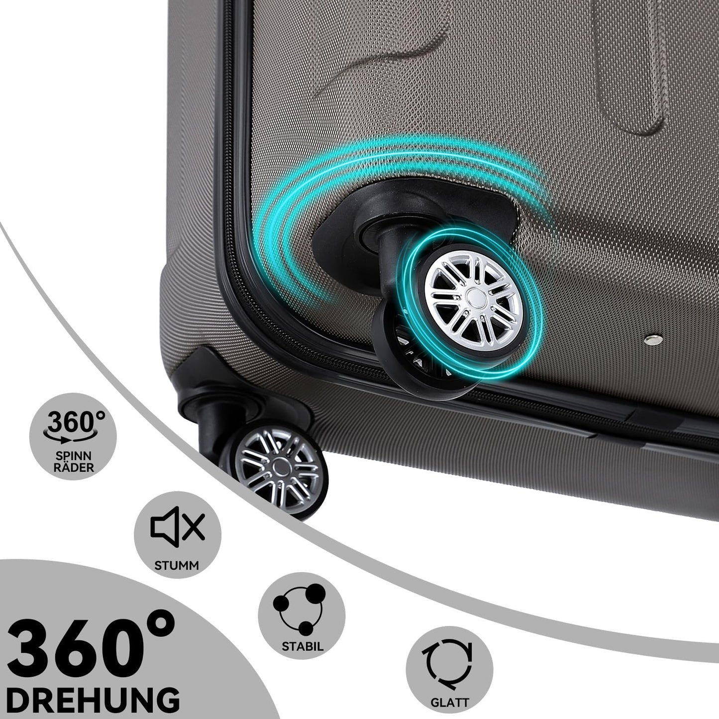 BEIBYE hard shell suitcase trolley suitcase roller suitcase travel suitcase combination lock 4 twin wheels (Coffee, suitcase set)