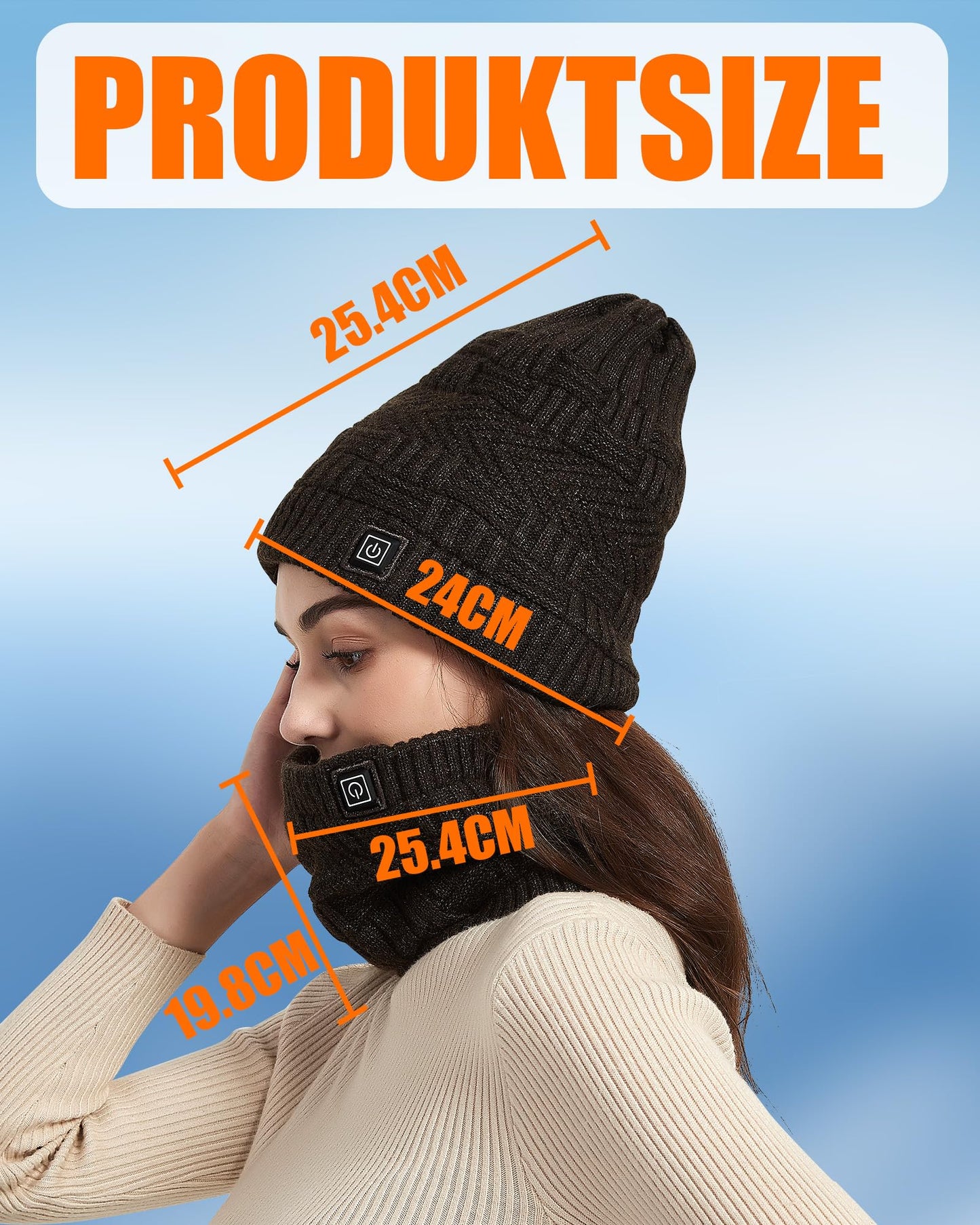 CYCYHEAT Heated Hat - Neck Warmer Heated Scarf & Heated Hat for Men and Women with 4000mAh Battery, 3 Heat Settings.