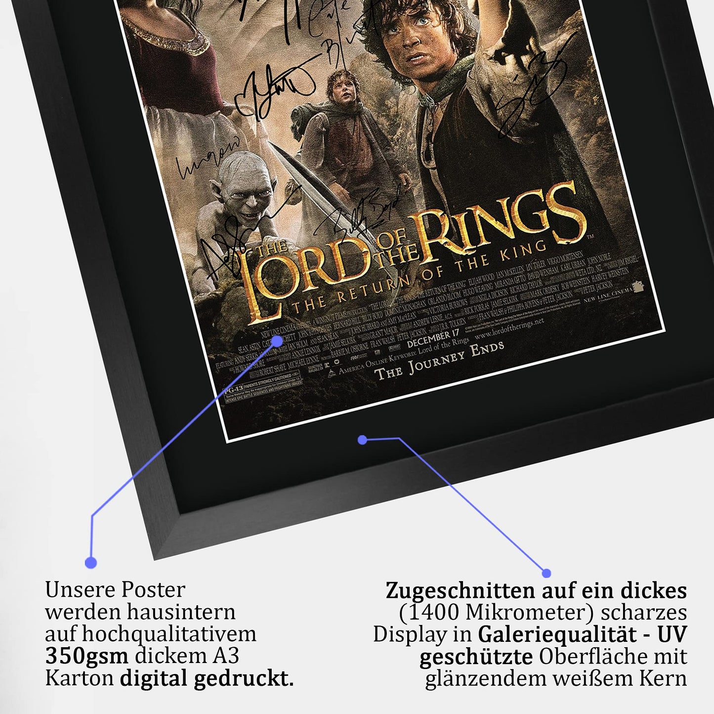 HWC Trading Lord Of The Rings The Return Of The King A3 Framed Signed Printed Autographs Picture Print Photo Display Gift For Movie Fans