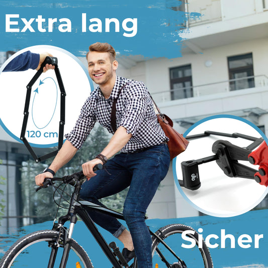Aries Very secure bike lock Foldable lock 120cm with 4 keys | Folding lock bike with holder | ideal as E-bike lock, E-scooter lock, bicycles & bike lock