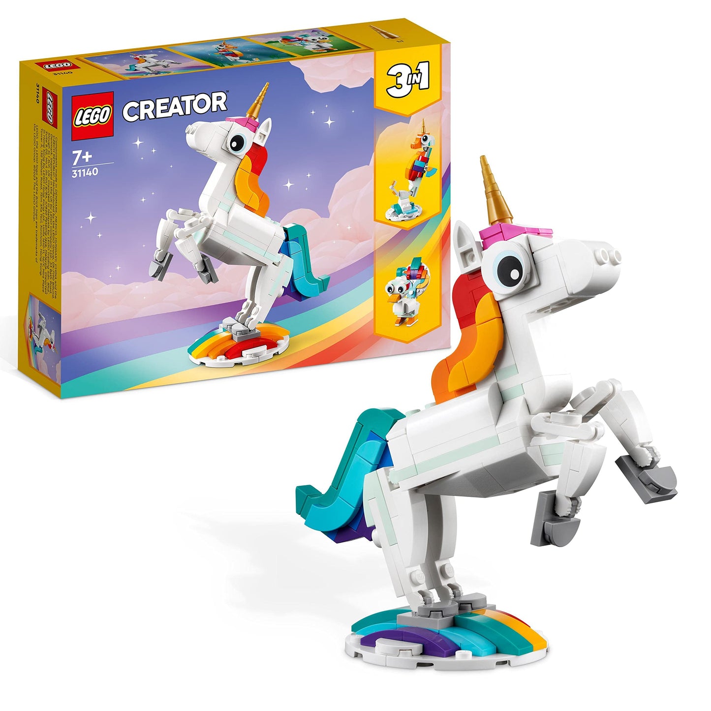 LEGO Friends horse and pony trailer, horse toy & 31140 Creator 3in1 Magical Unicorn toy, seahorse