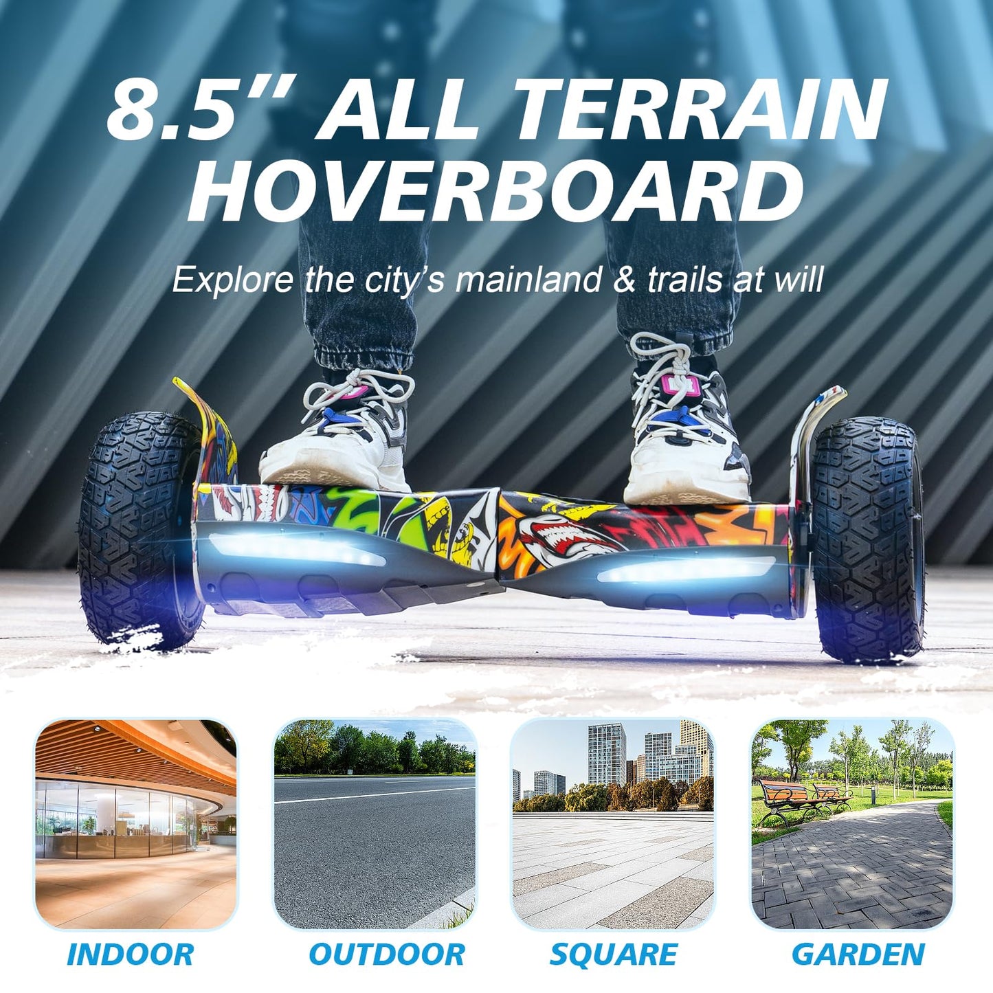 RCB 8.5" Premium Offroad Hoverboard, APP control function, Integrated LED Bluetooth with powerful motor, Electric all terrain hoverboards, Gift for kids.