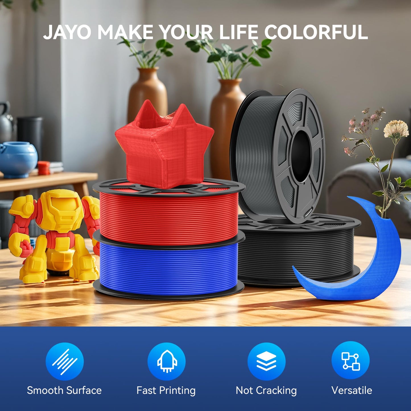 JAYO High Speed PLA Filament 1.75mm - High-speed PLA for 3D printers, precision +/- 0.02mm, neatly wound, 1.1KG spool, up to 600mm/s, ideal for fast and precise prints, Olive Green.