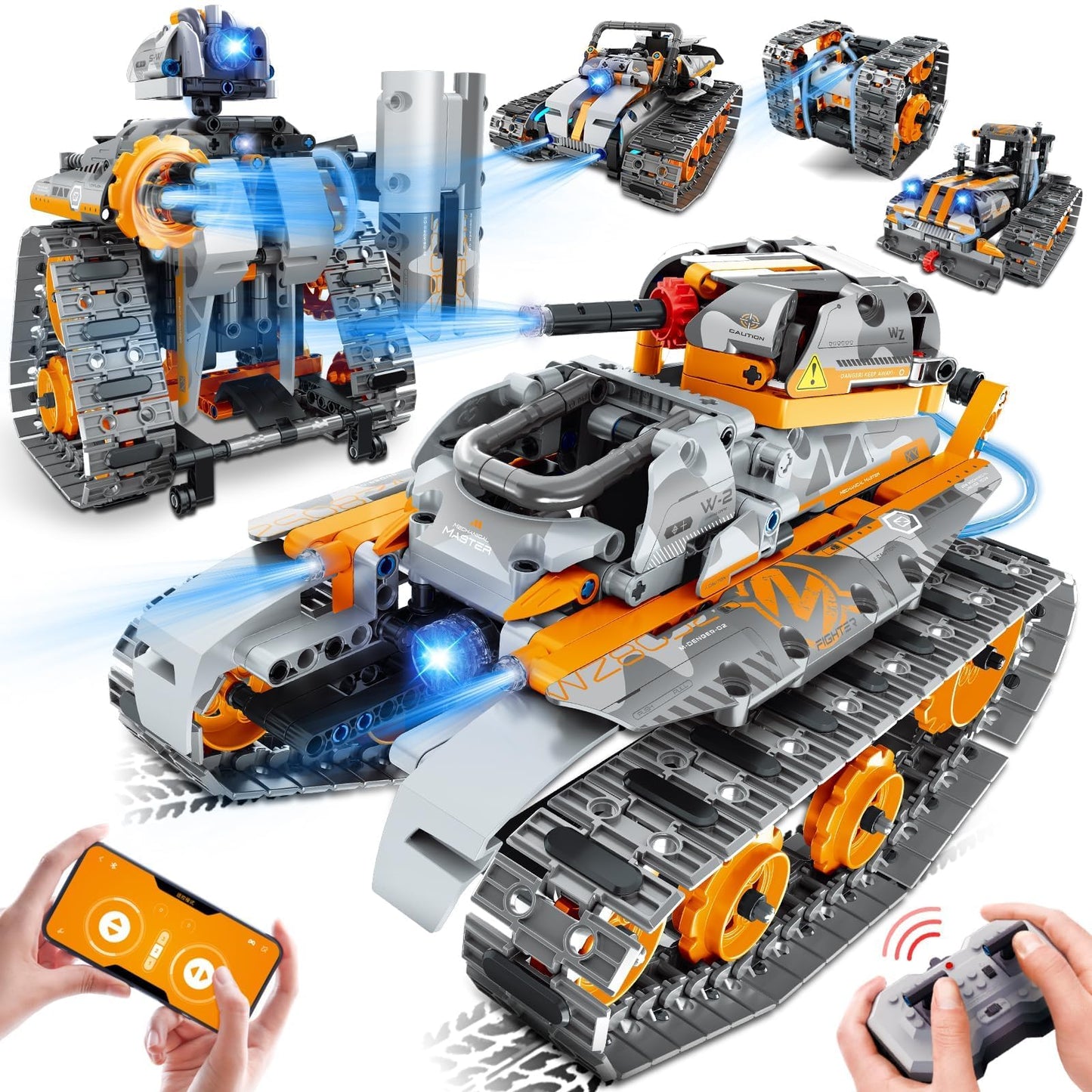 JOYTREKY Engineering Robot Kids Building Toy 5-in-1, App & Remote Control RC Technic Robot Toy, Programmable Technic Tank Car Toy, Gift for Kids Boys Girls 6-12+ Years
