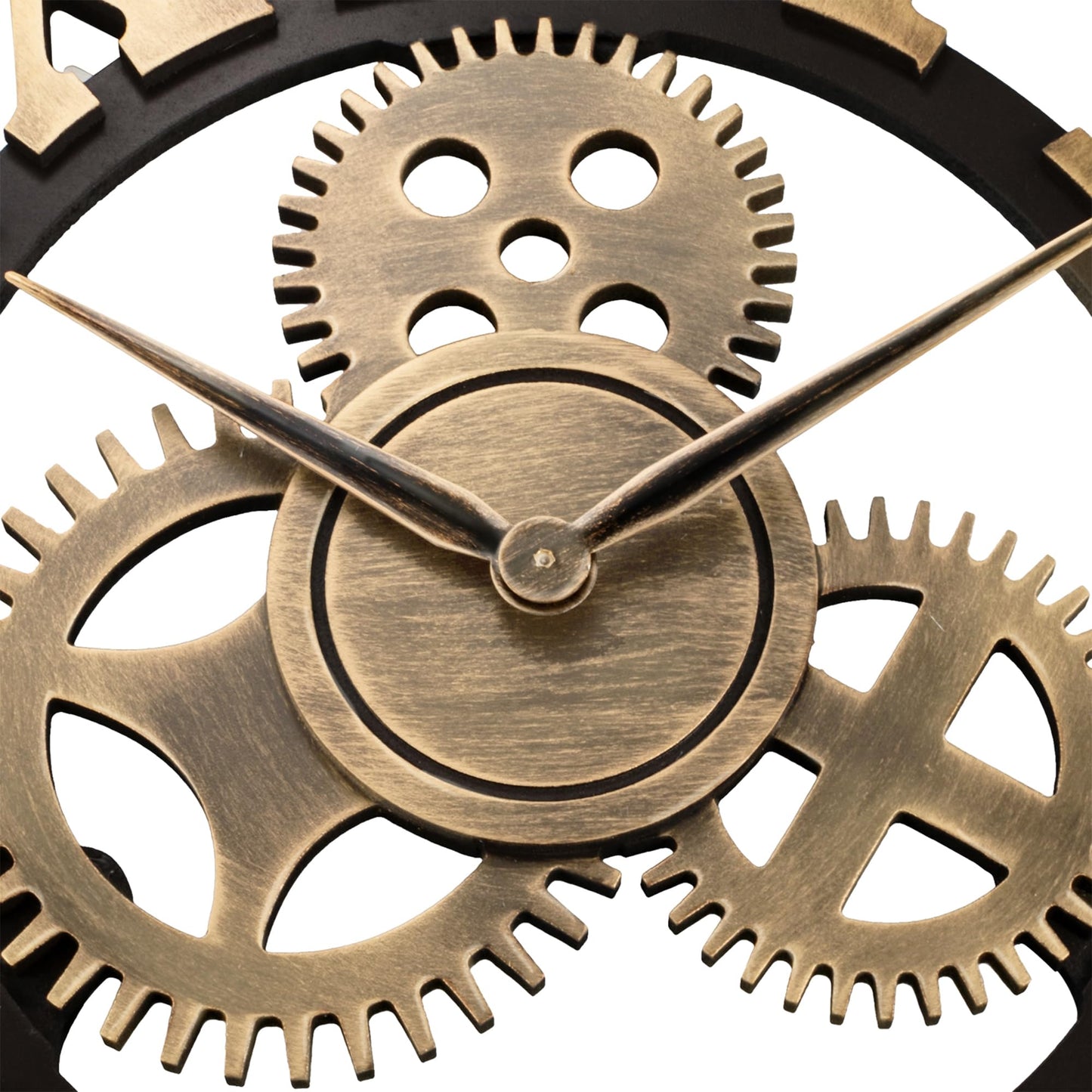 Lafocuse Wooden Wall Clock Large Industrial Gold, Silent Vintage Wall Clock 60cm XXL, Gear Roman Numerals Steampunk Large for Living Room Kitchen