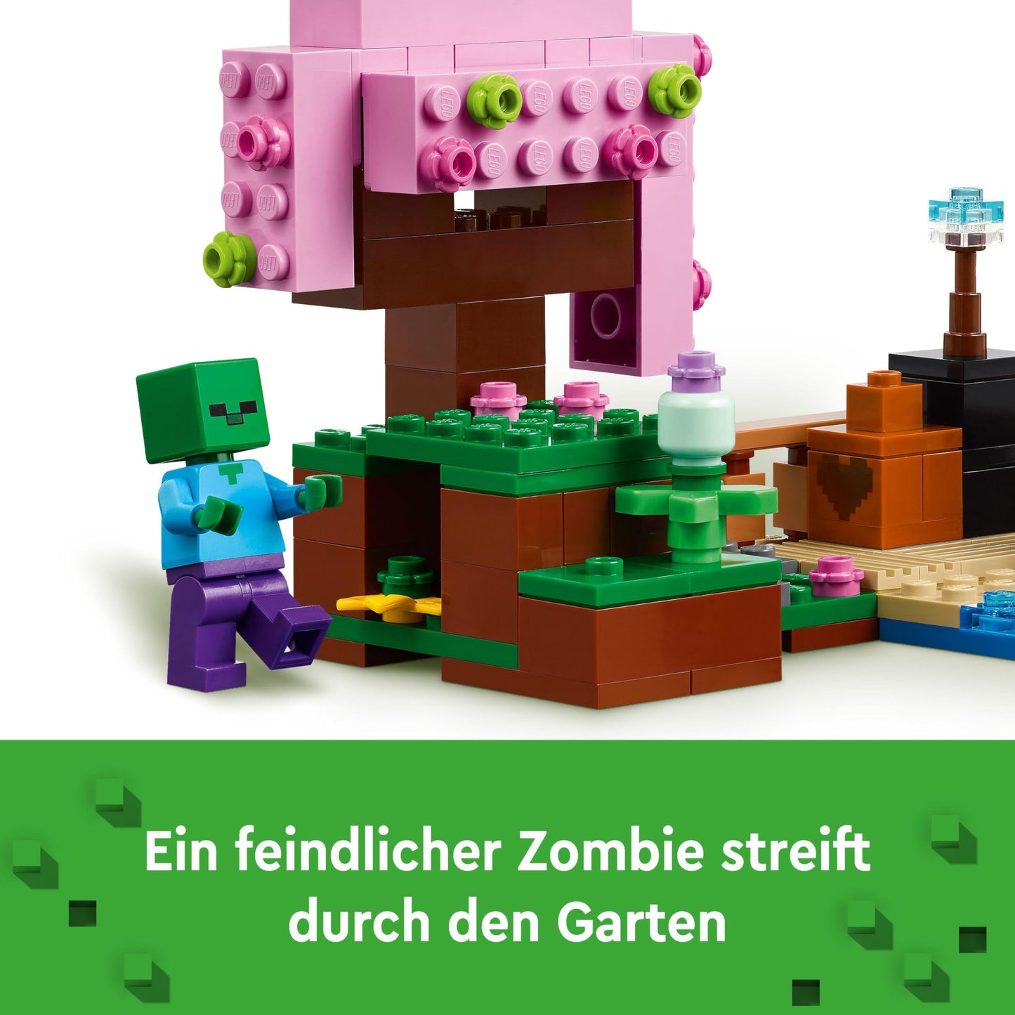 LEGO Minecraft The Cherry Blossom Garden - Toy with trees, Sunny figure, bees and bridge like a zombie - Playset with sneaky function - Gamer gift for boys & girls aged 8 and up - 21260
