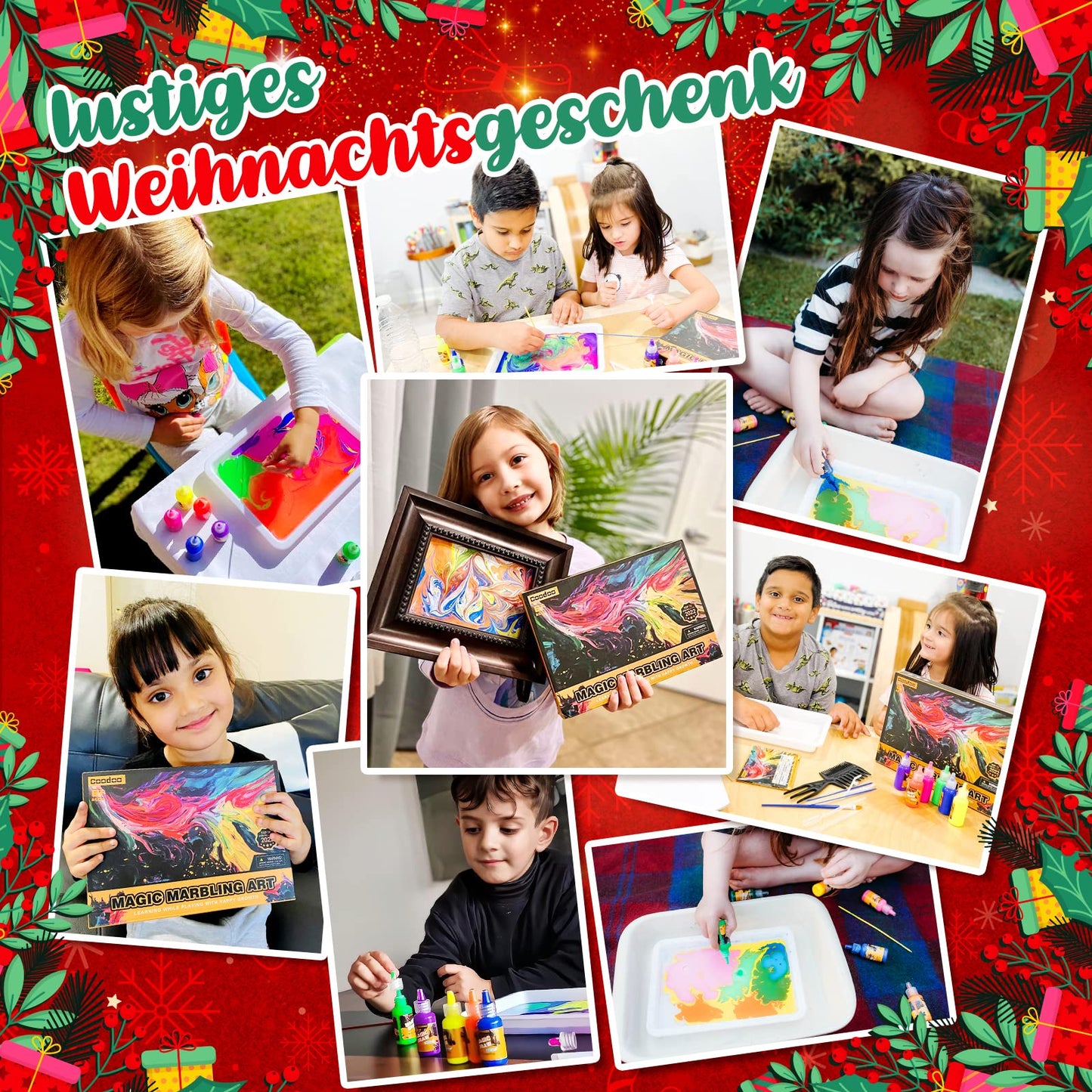 Coodoo Water Marbling Paint Kit for Kids - Arts and Crafts for girls and boys, craft kits, perfect gifts for children aged 6+ to 8-12 years