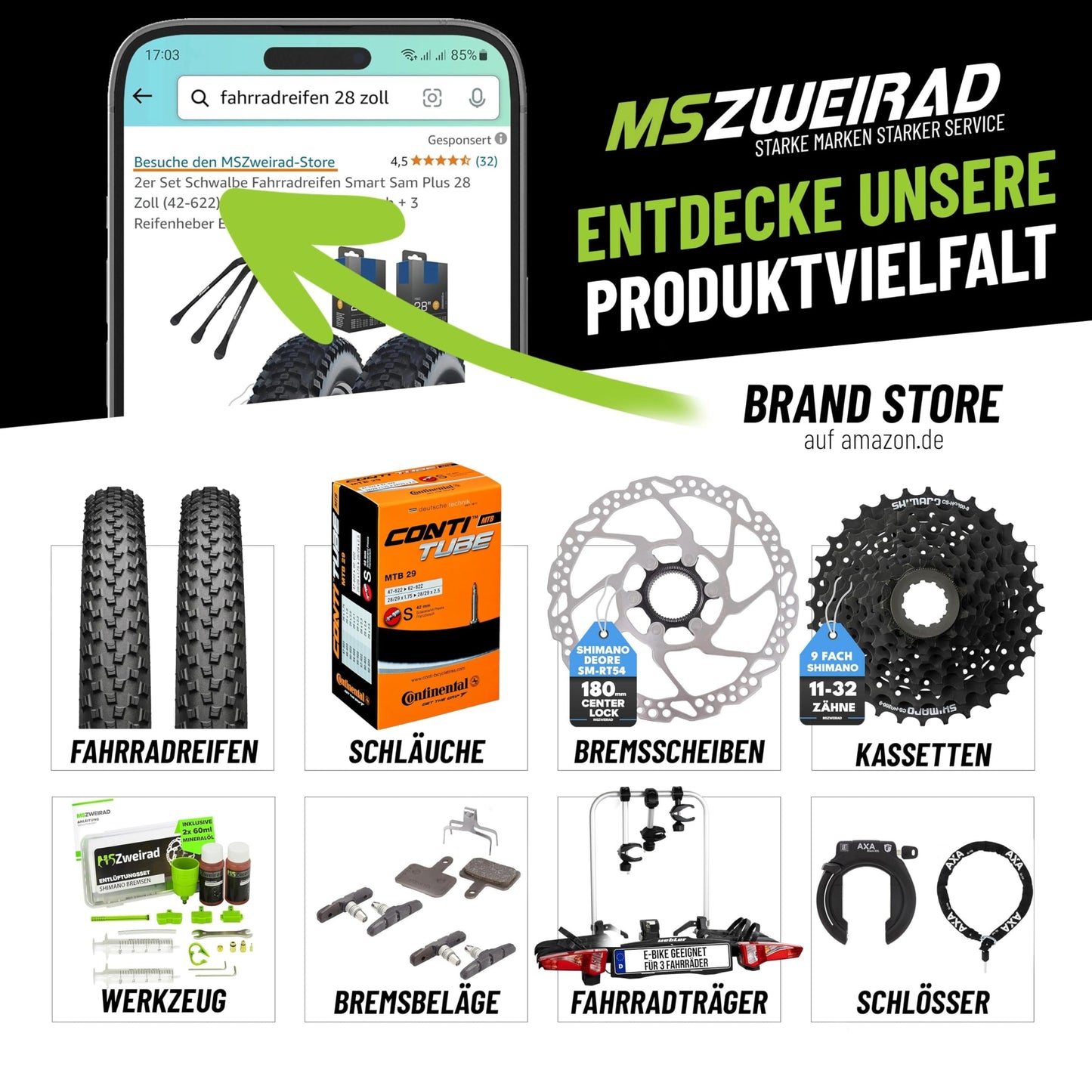3-piece set Continental tube Cross SV60 28 inches 32/47-622 with 3 MS Zweirad tire levers