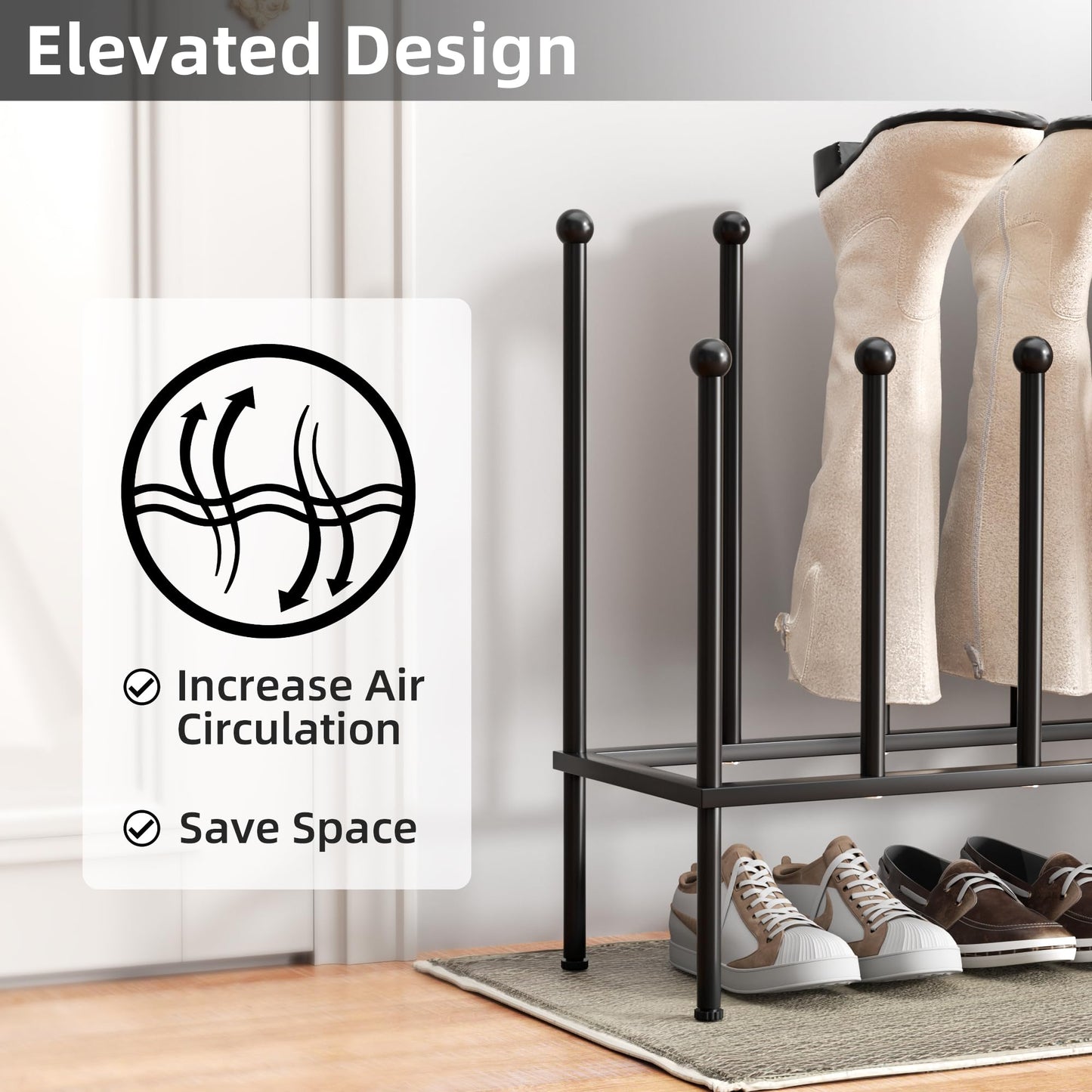 pickpiff Shoe rack Standing Metal Black - Freestanding shoe cabinet, shoe rack for dorm, closet, entryway, bedroom, patio, outdoor, hallway, shoe rack organizer for 4 pairs.