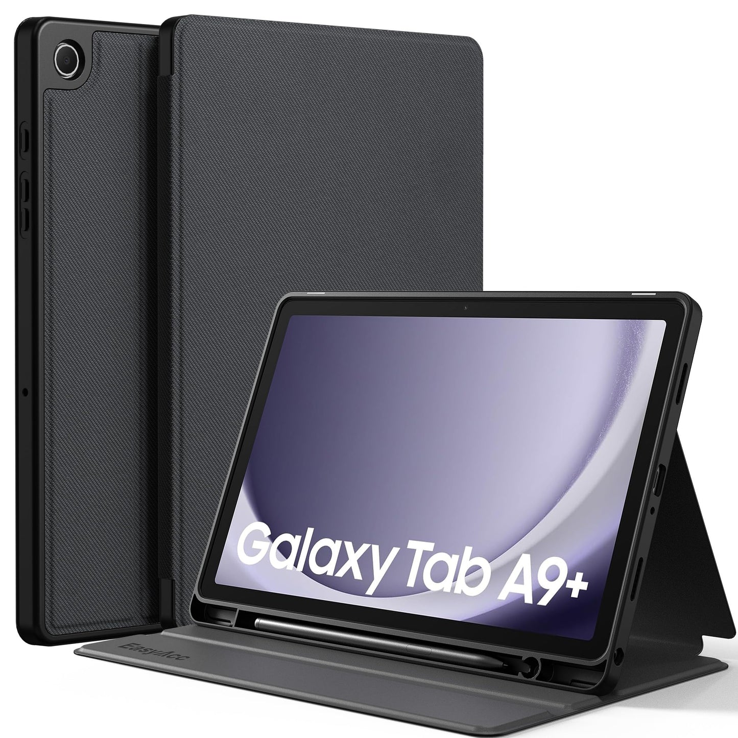 EasyAcc case book cover for Samsung Galaxy Tab A9 Plus/A9+ 11 inch 2023 with S Pen holder, slim folio stand tablet case, multi-angle viewing, black