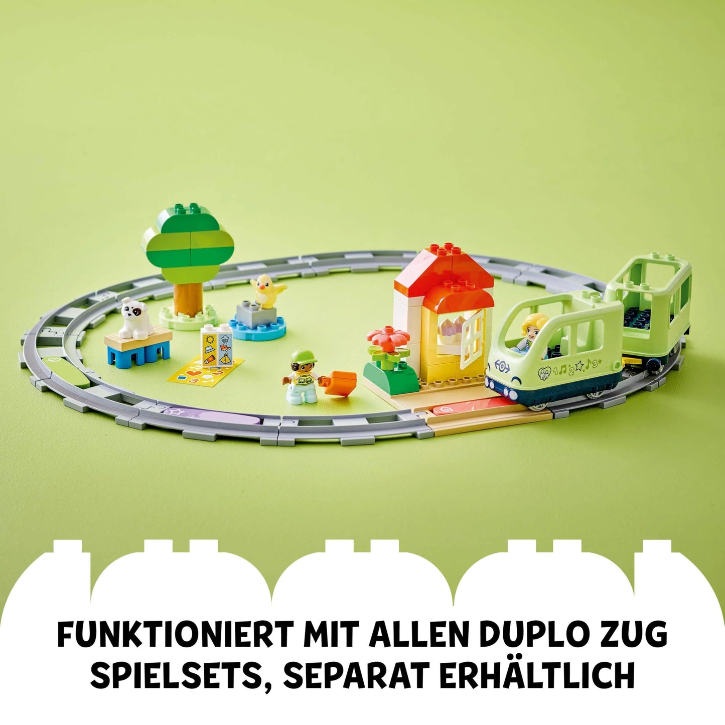 LEGO DUPLO Interactive Adventure Train - Educational toy for toddlers aged 2+ - 14 track pieces, action bricks with sounds, and 4 play figures - Gift idea for boys & girls - 10427.