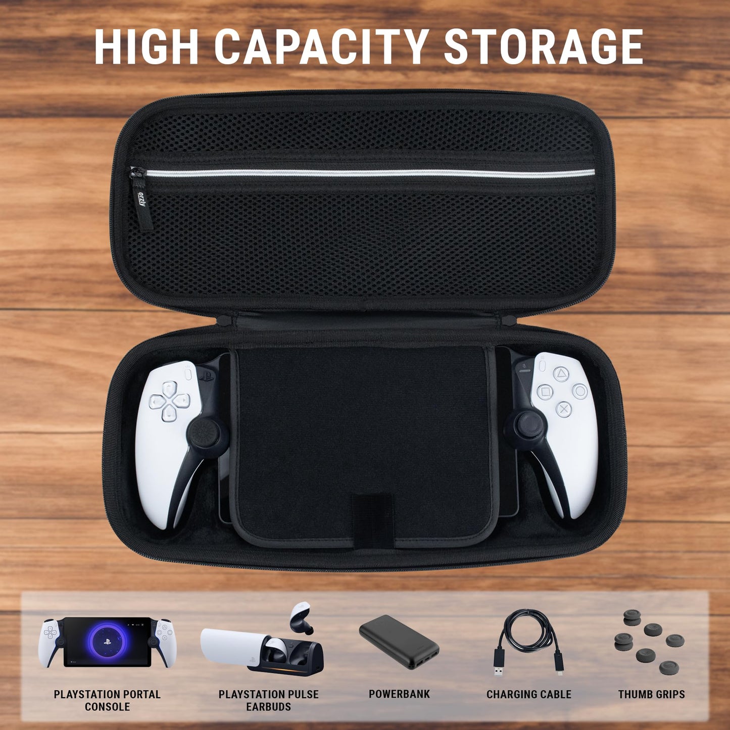Playstation Portal Remote Player carrying bag for PS5 console holds accessories and provides travel and storage protection for headset, charger, and more. Black/White - Gift Box Edition.