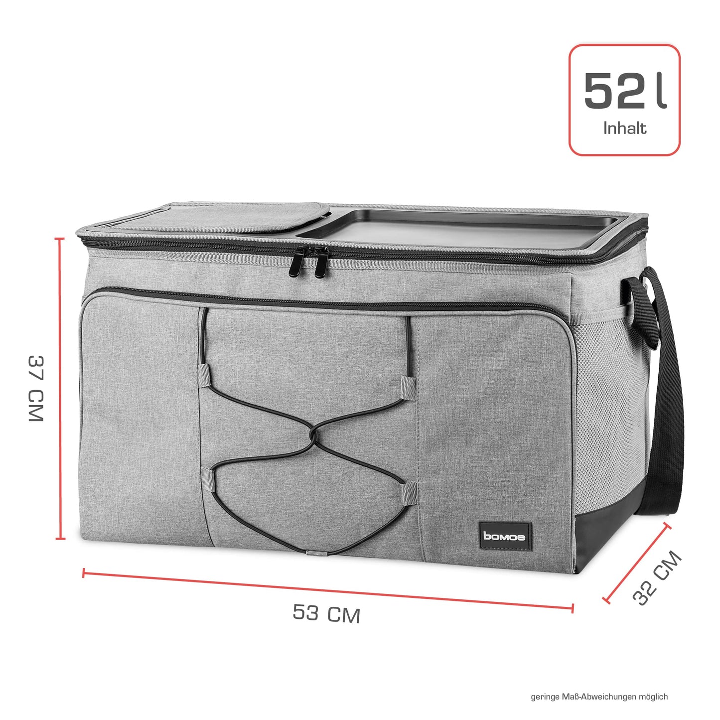 bomoe 52 liter XXL cooler bag foldable - outdoor cooler box 16h cooling function with shoulder strap, waterproof picnic bag thermal bag with storage surface, insulated bag gray - IceBreezer KT53