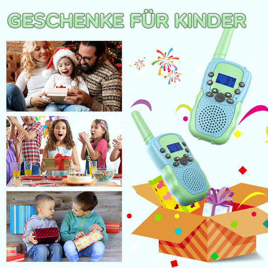 Walkie Talkie for Kids, Bakoherp Rechargeable Walkie Talkie for 3-12 year olds, Kids' Two-Way Radio with 8 channels, LED flashlight, VOX function for adventures, camping, hiking