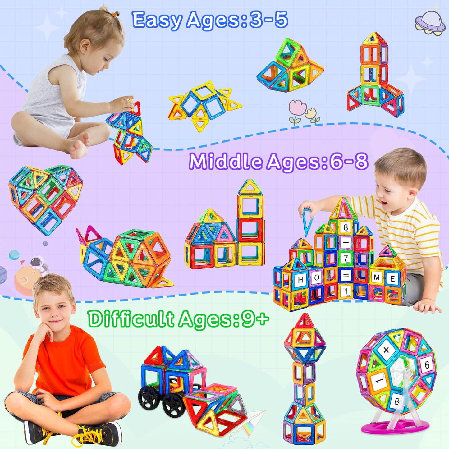 AQXONG 126 Piece Magnetic Building Blocks, Magnetic Toy Magnets for Kids, Fun Educational Construction Toy, Perfect Gift Choice for Boys and Girls Ages 3-8.