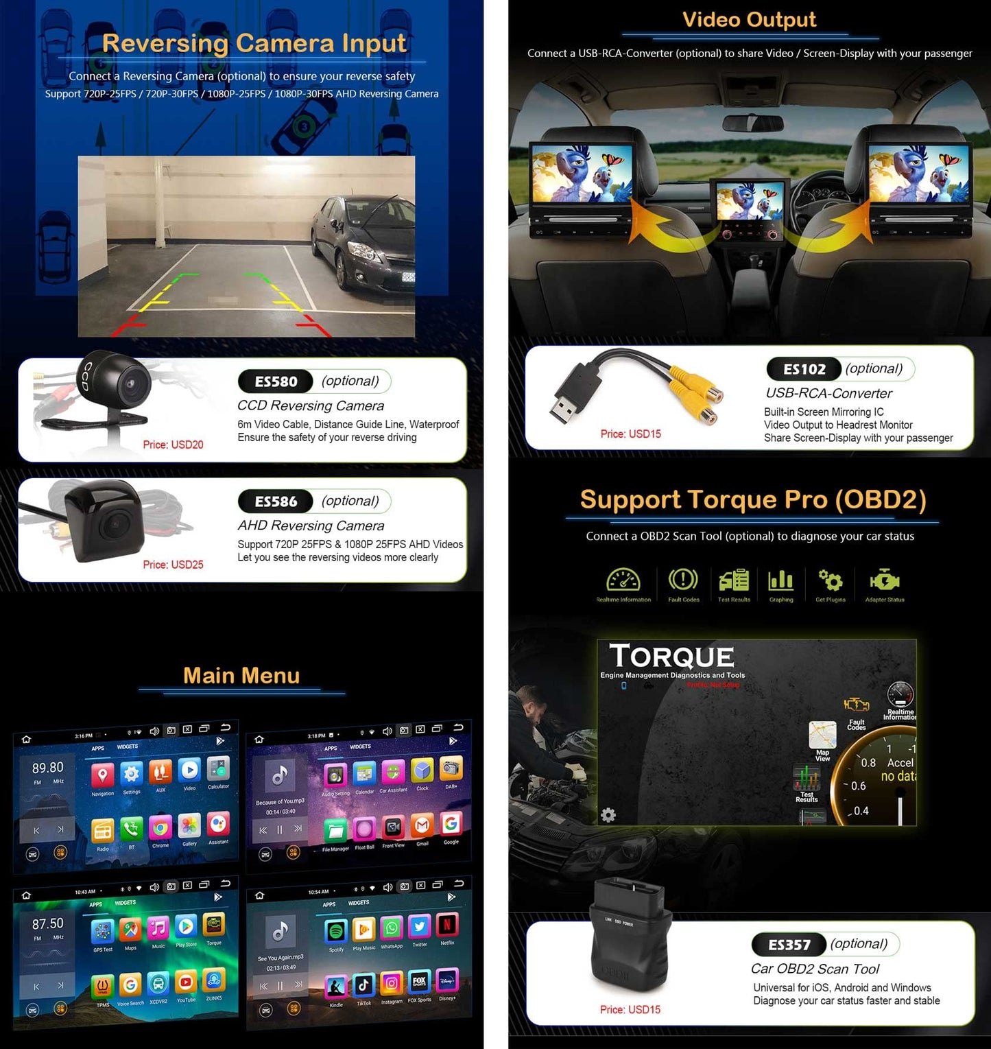 7" Android 14 car radio for VW Touareg T5 Multivan GPS Navigation Carplay Android Auto DSP Bluetooth 5.0 A2DP WiFi 4G Dab+ OBD2 TPMS DVD Touchscreen Octa Core 4GB RAM + 64GB ROM
