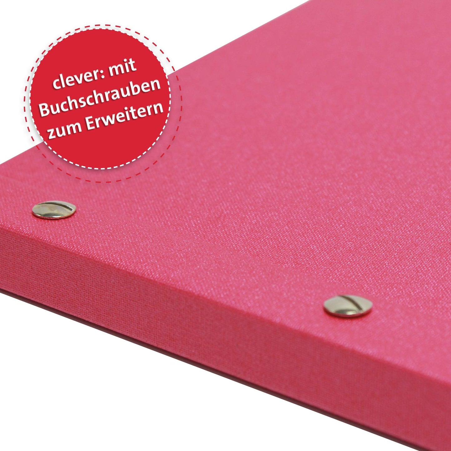 ROTH Certificate Folder Metal Pink with Binding Screws - includes 12 A4 clear pockets, expandable.