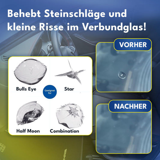 ATG® Practical stone chip repair kit with UV lamp - Universal car glass repair kit - Professional windshield repair kit - Quick, easy - Windshield stone chip repair kit