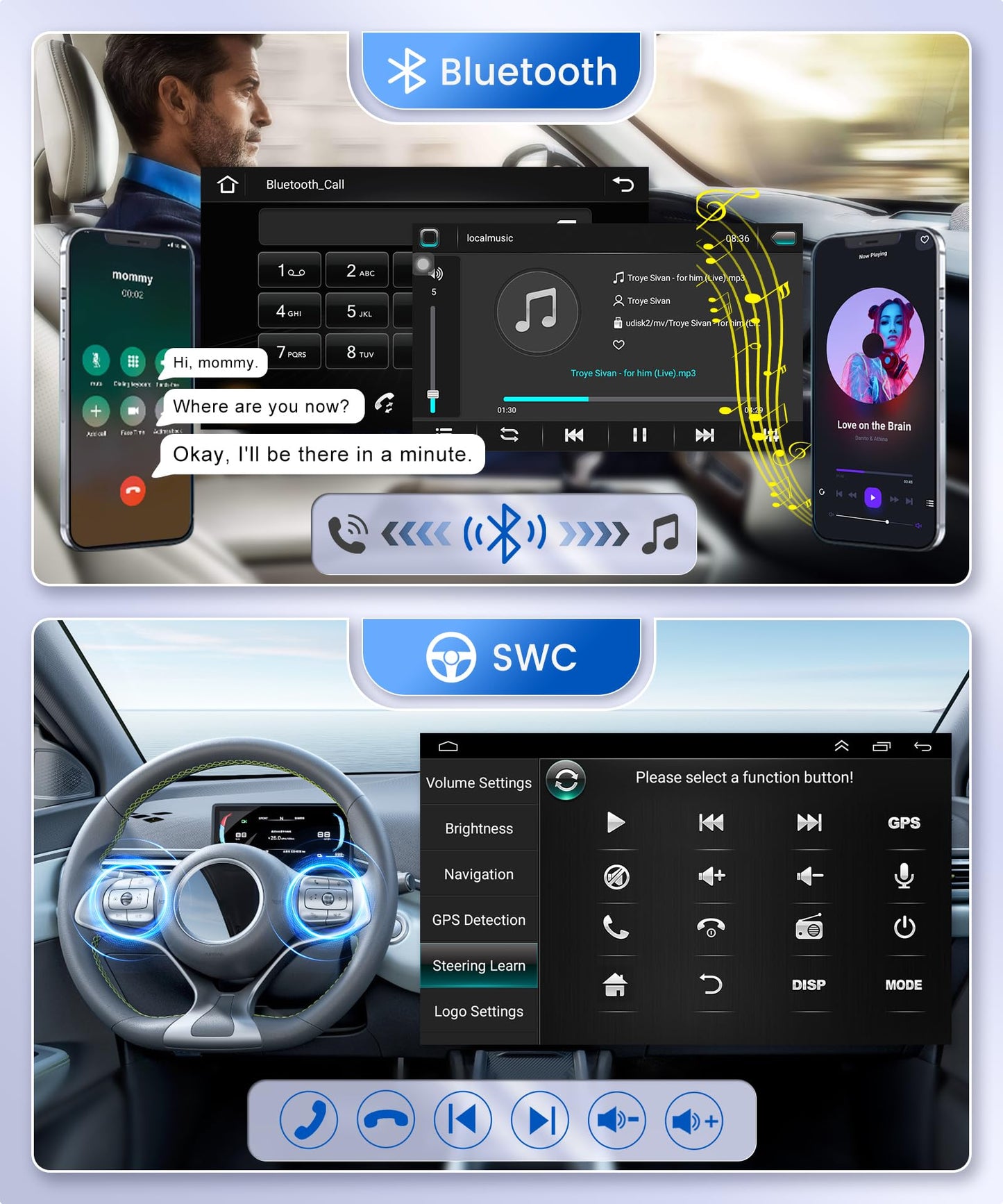 2+64G Podofo 9" Car Stereo for Mercedes C-Class W204 S204 2007-2014 Android 13 Carplay Wireless HI FI Bluetooth with Touchscreen Navi Bluetooth RDS/FM Radio DVR+AHD Backup Camera