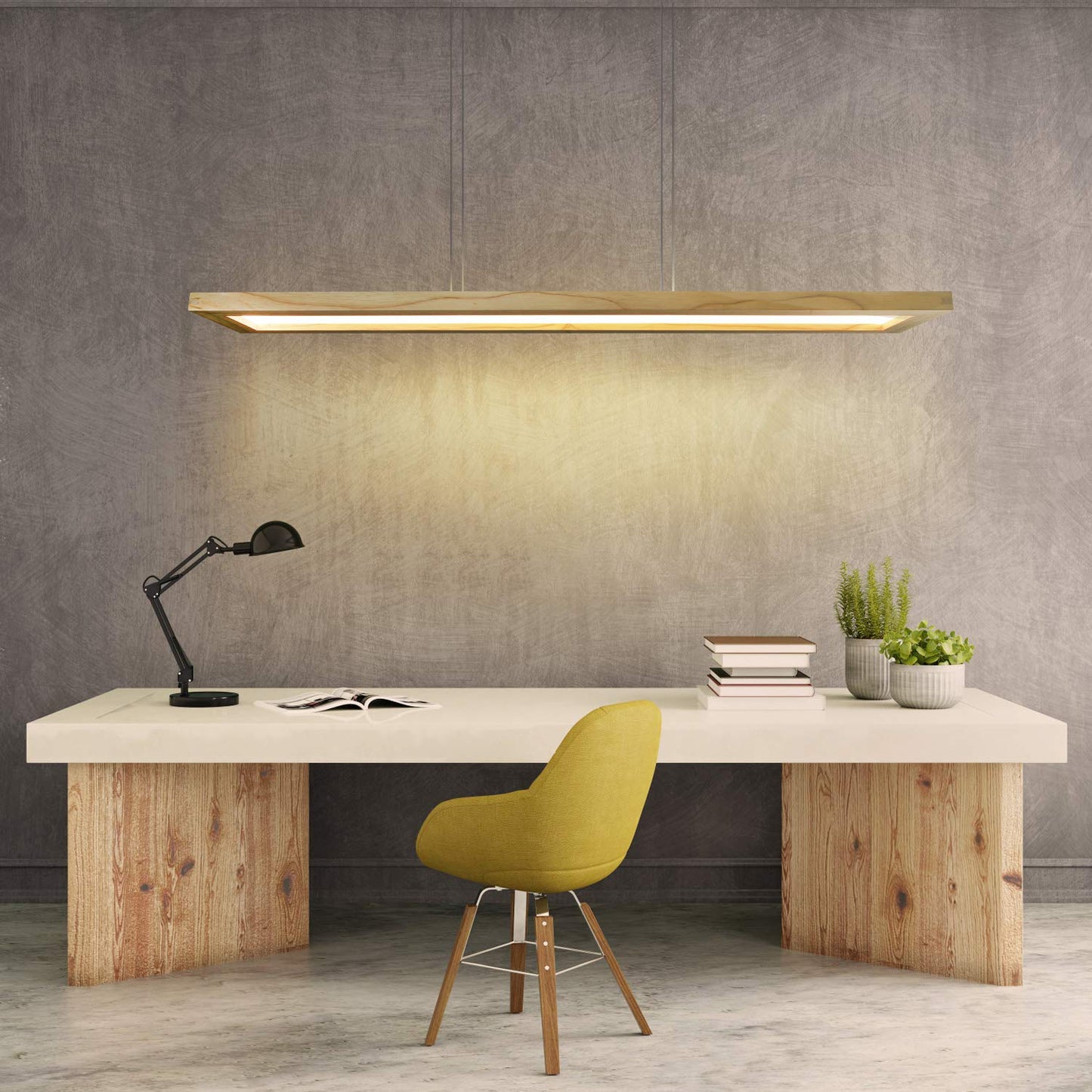 ZMH LED Pendant Light Wooden Hanging Lamp - Dining Table Lamp Dimmable Modern Design 100CM With Remote Control Hanging Height Adjustable Pendant Light for Living Room Bedroom Office
