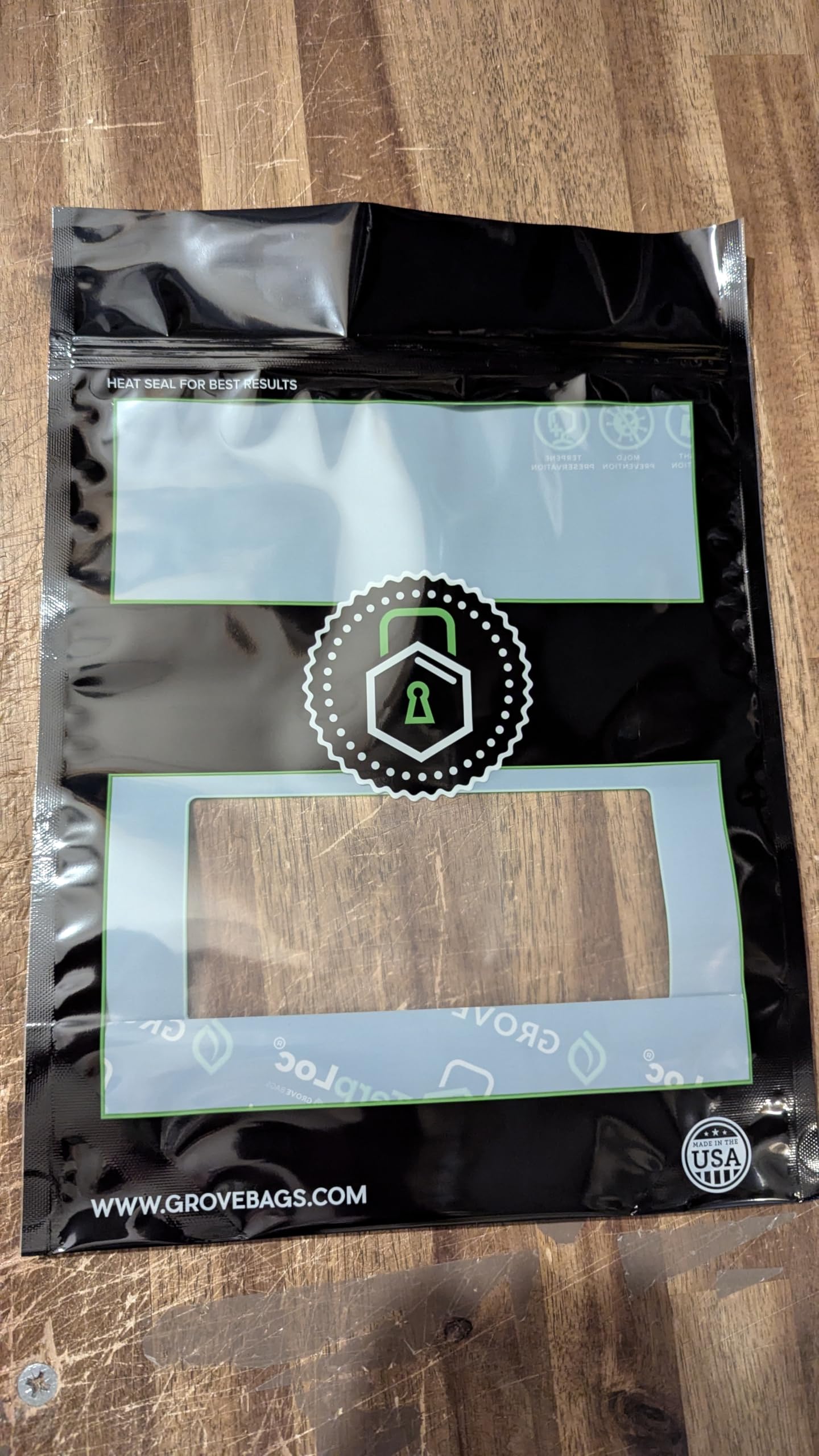 5 x Grove Bags Double Window Terploc 100 Gram Bags self-regulating microclimate 58-62% for fermenting, storing and preserving herbs.
