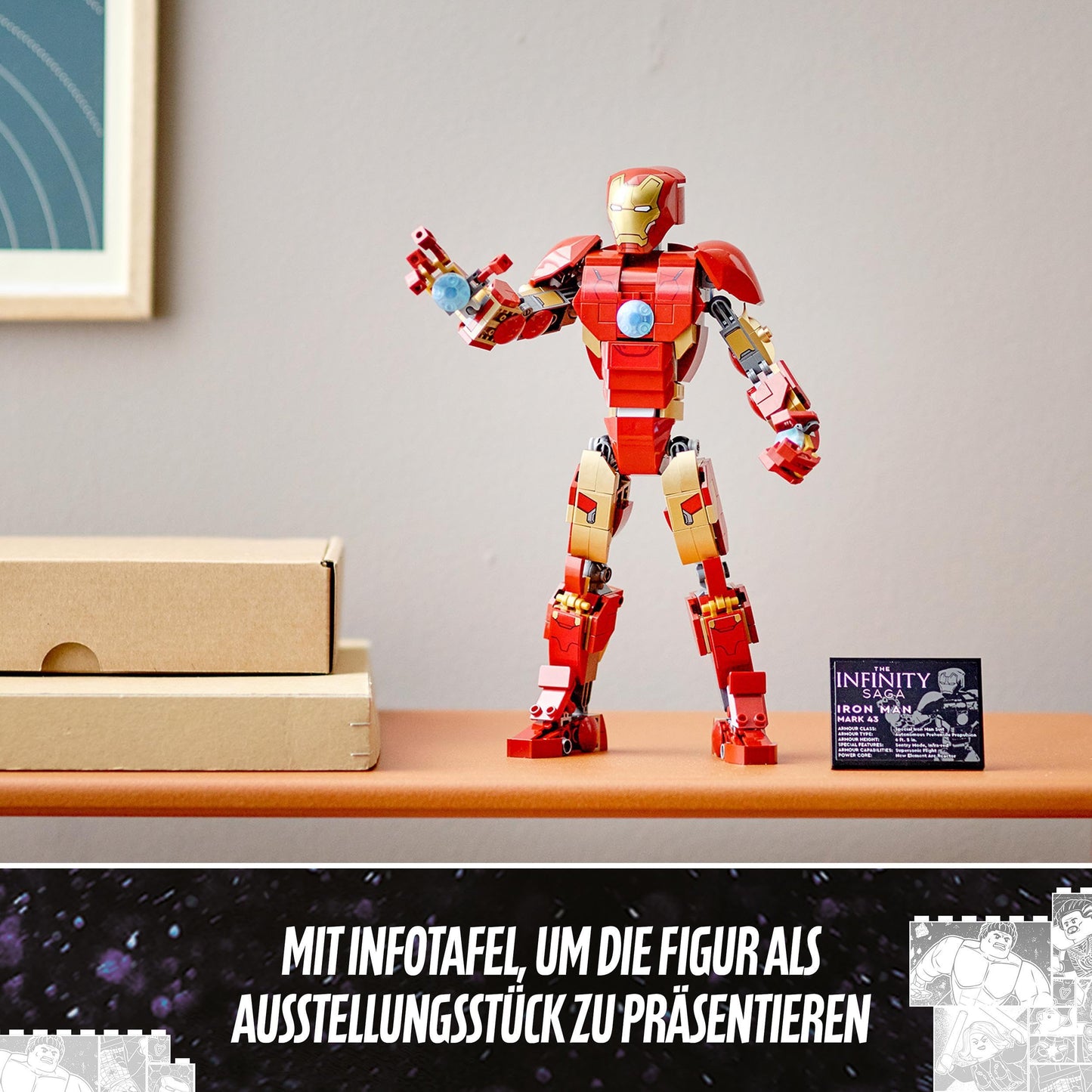 LEGO 76206 Marvel Iron Man Figure, toy and decoration model for collecting and building for kids aged 9 and up from Avengers: Age of Ultron, Infinity Saga