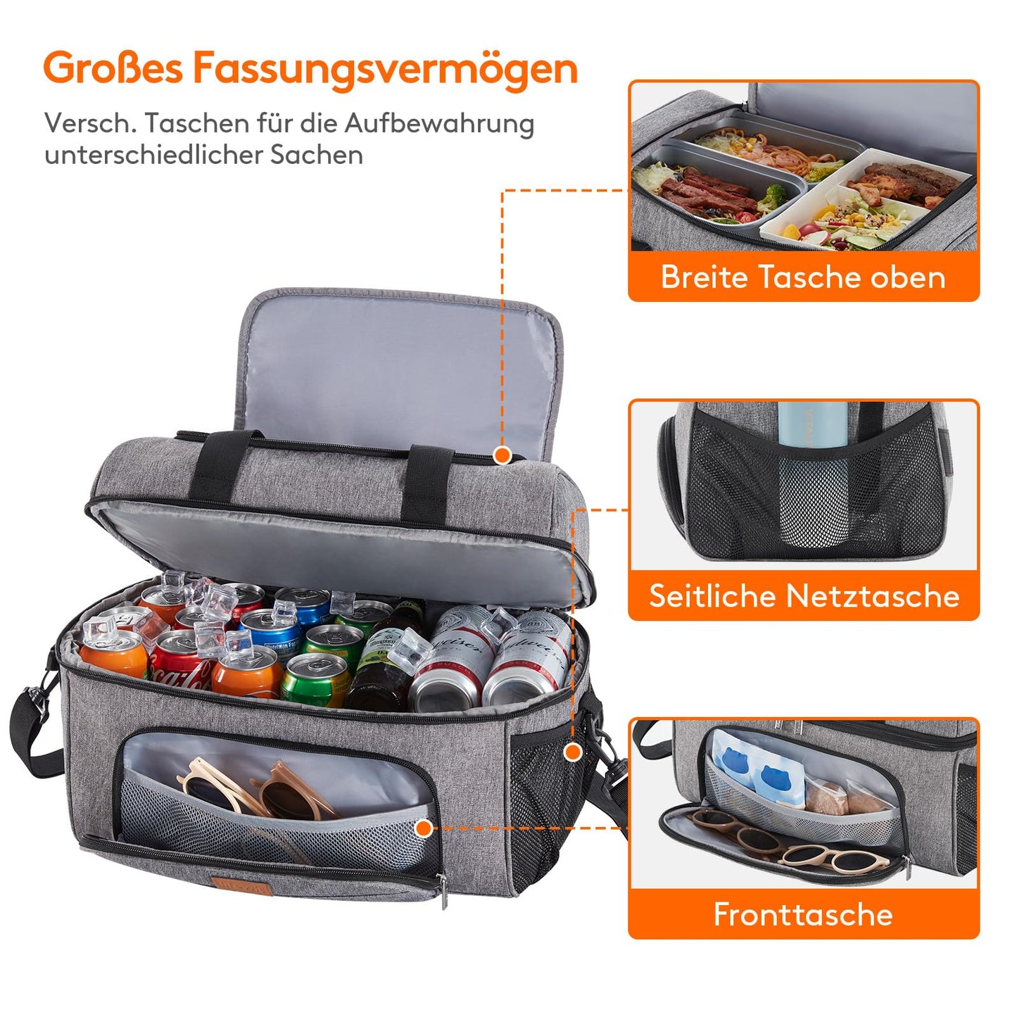 Lifewit 23L large cooler bag for 27/32/48 cans, insulated lunch bag, lightweight, portable cooler bag, double layer for picnic, beach, work, travel.