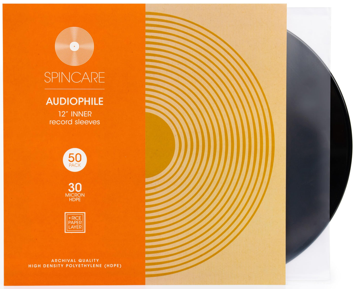 50x 12 Inner Sleeves for LP Records | Audiophile 12 Inch Antistatic Lined Vinyl Protective Sleeves | Multi-layered Inner Sleeves made of Rice Paper