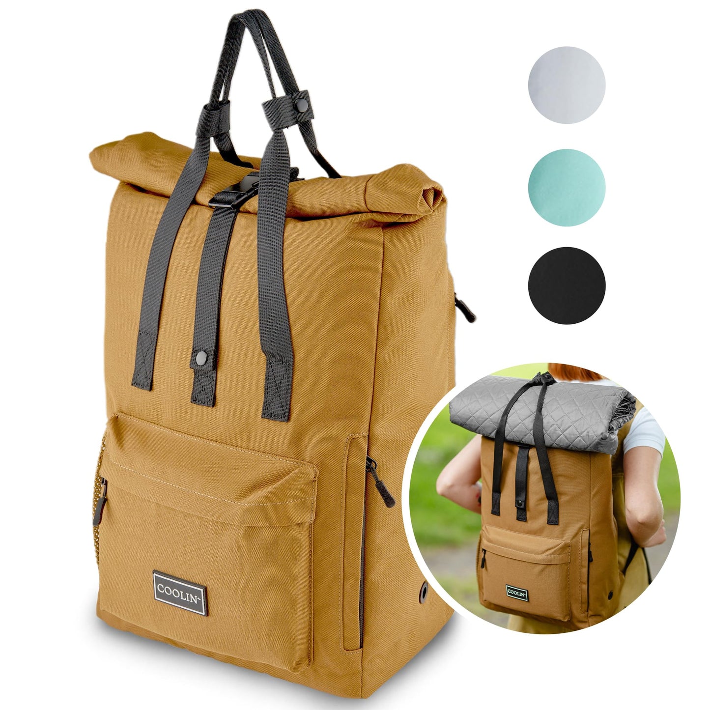 Coolin' Cooler Backpack 30L | Backpack with insulated compartment for beer, picnic, drinks & more | Cooler bag as a backpack - practical & easy | Thermo backpack for beach or hikes (Brown)