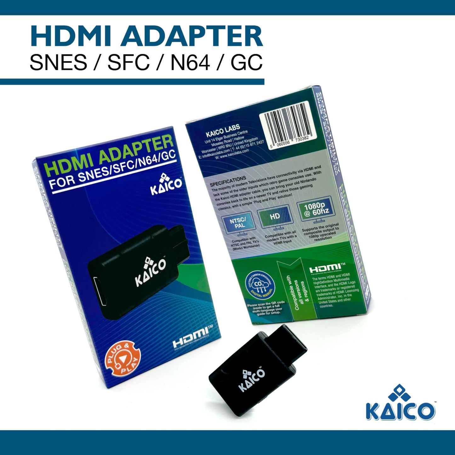 Kaico Gamecube HDMI and N64 HDMI Adapter for S-Video and Composite - Compatible with Nintendo N64, Super Nintendo SNES, Famicom, and Gamecube - Easy plug & play solution.