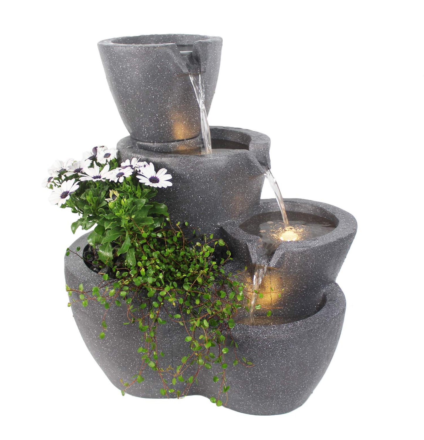 Indoor fountain with lighting Botana garden fountain plantable fountain terrace fountain (LED: warm white)