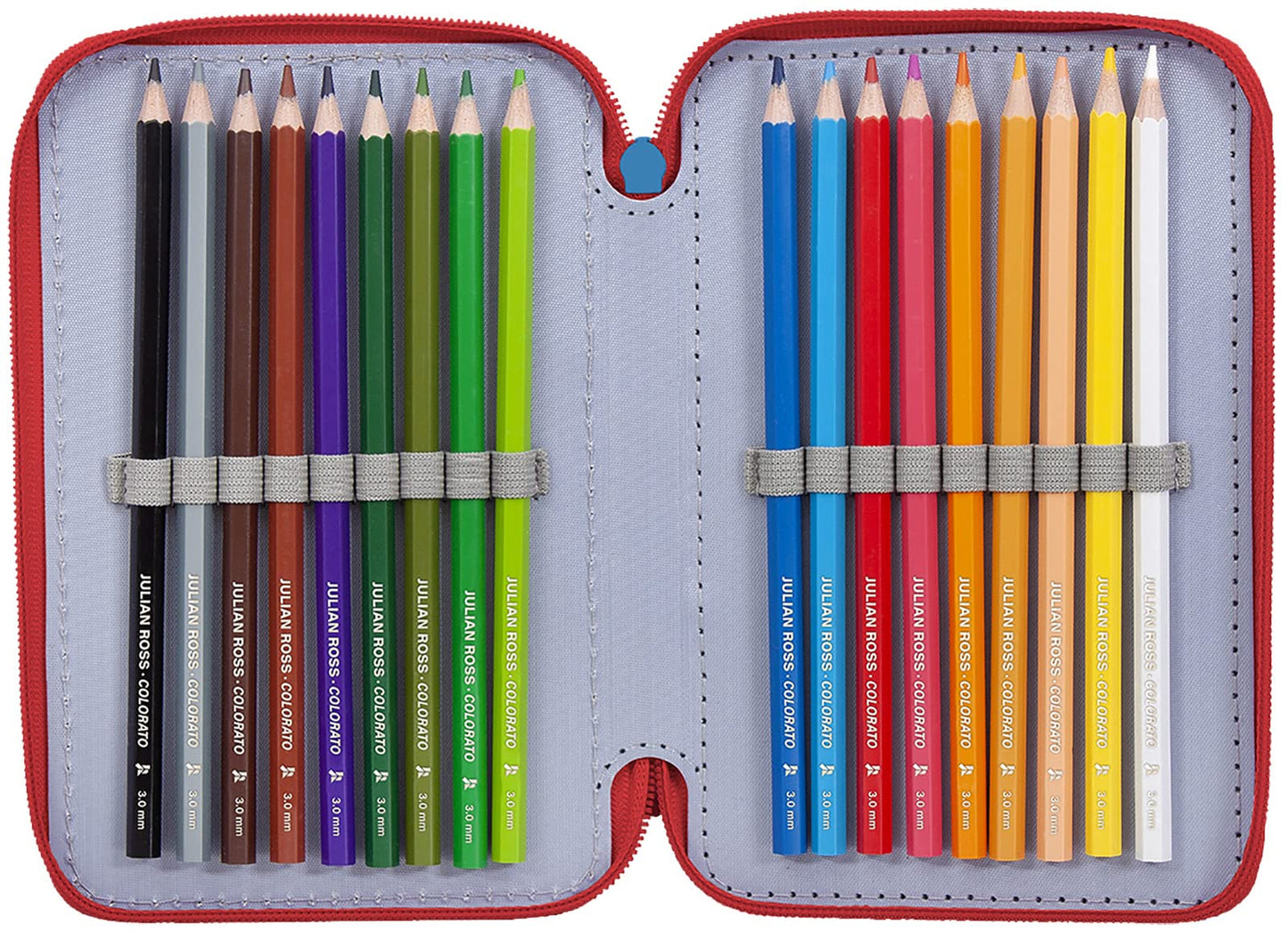 Clondo Cars pencil case, pencil pouch, 3-tier filled with 44 pieces for school, 20 cm, Lightning McQueen