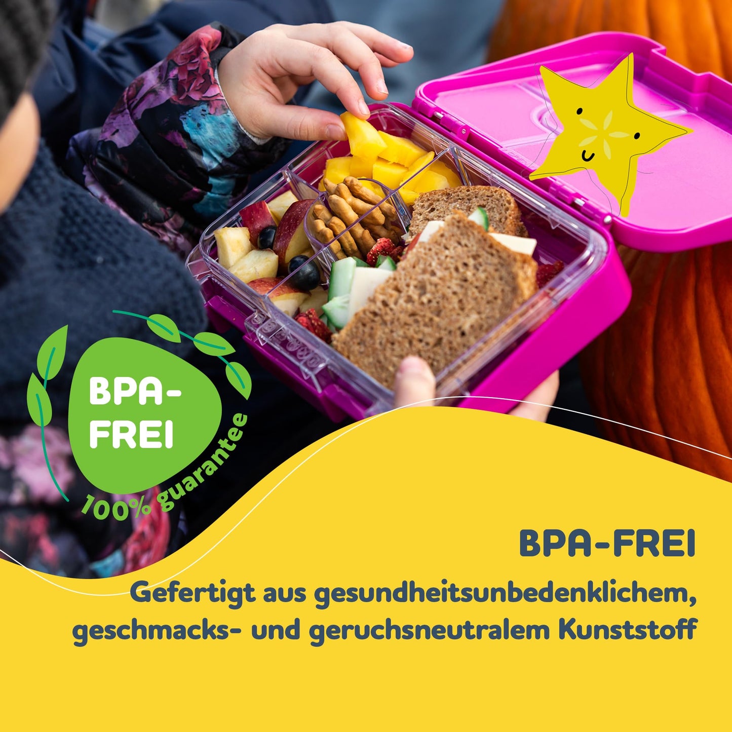 smack treat Junior lunch box for children with compartments | BPA free children's lunch box | Bento box for children | bread box | snack box | perfect for school, kindergarten & on the go (purple)
