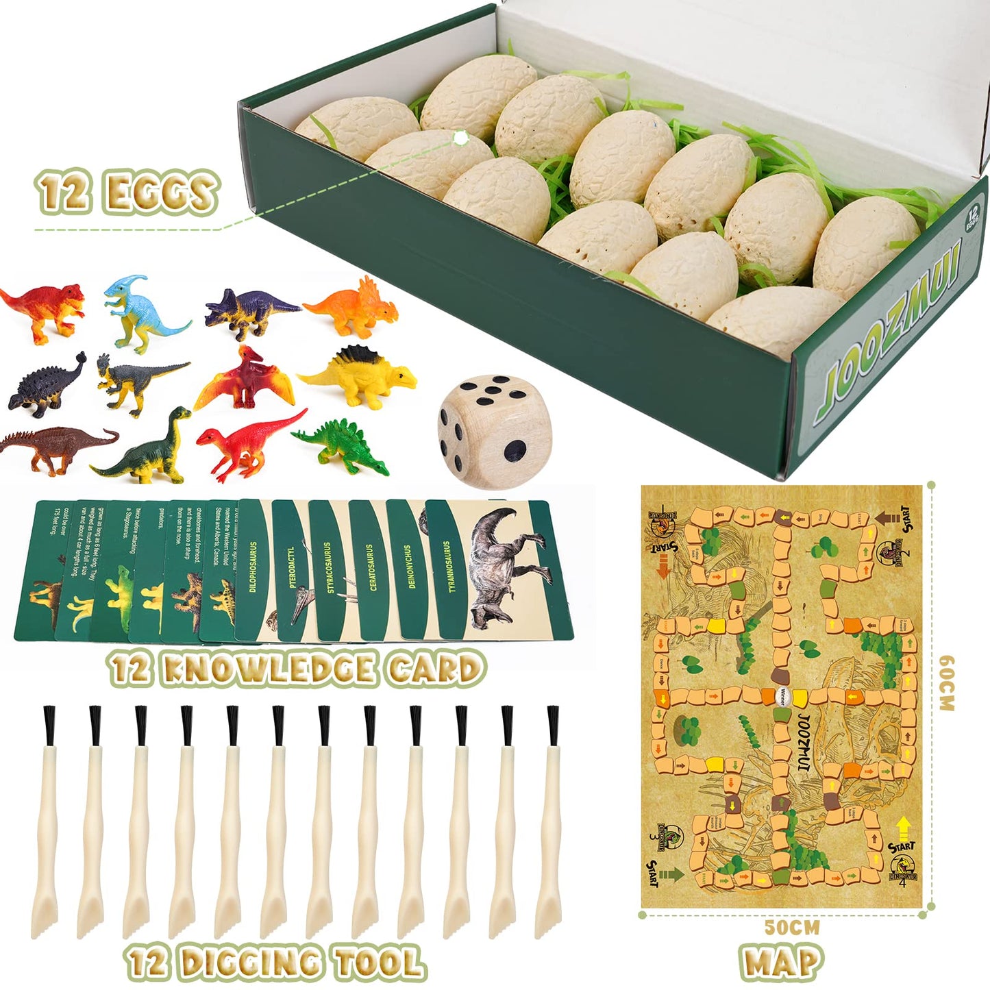 Joozmui Dino Excavation Set for Kids, Dinosaur Egg Toy for Boys Ages 4-10, Figure Gift Children's Toy