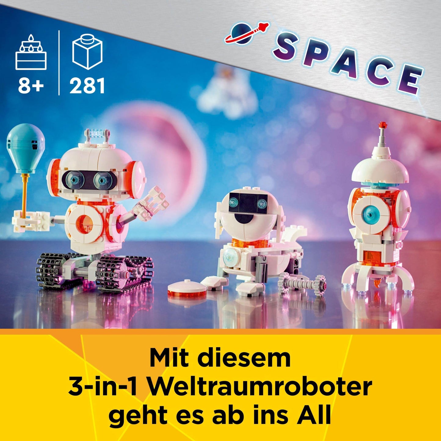LEGO Creator 3in1 Space Robot - Toy can be rebuilt into Dog Figure or Rocket Model - Building set for kids - Space-themed gift idea for boys and girls aged 8 and up 31164
