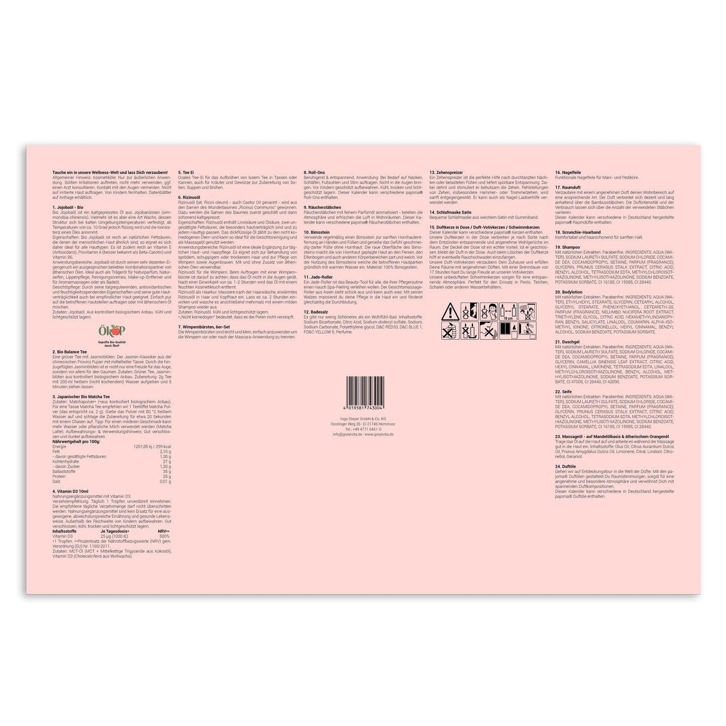 Wellness advent calendar for women 2025 puzzle | 24 moments of relaxation with beauty, care, and well-being products - natural cosmetics, tea, oils, candles, wellness accessories - gift idea for women