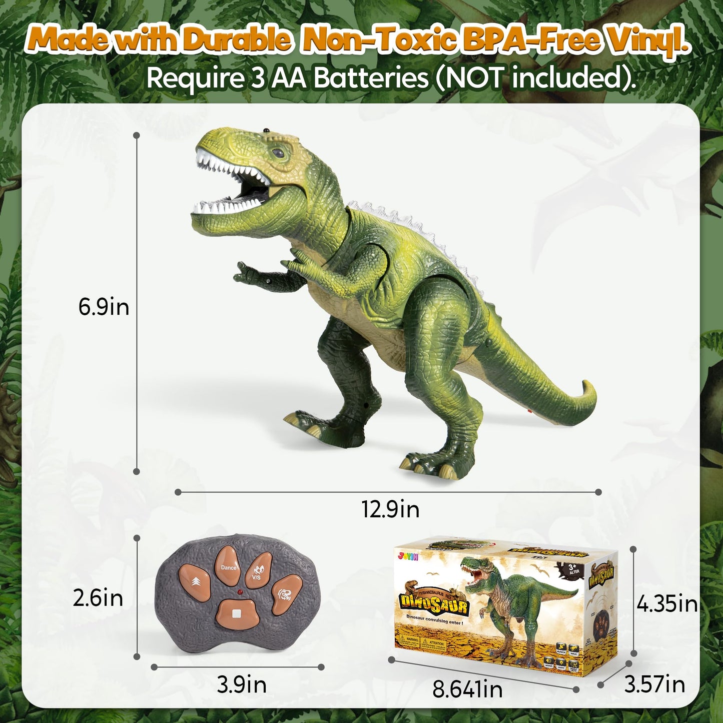 JOYIN Kids LED Remote Control Dinosaur Toy, Electronic T-Rex Dino Toy with Walking, Roaring, Light-up Eyes, and Head Shaking for Toddler Boys Girls.