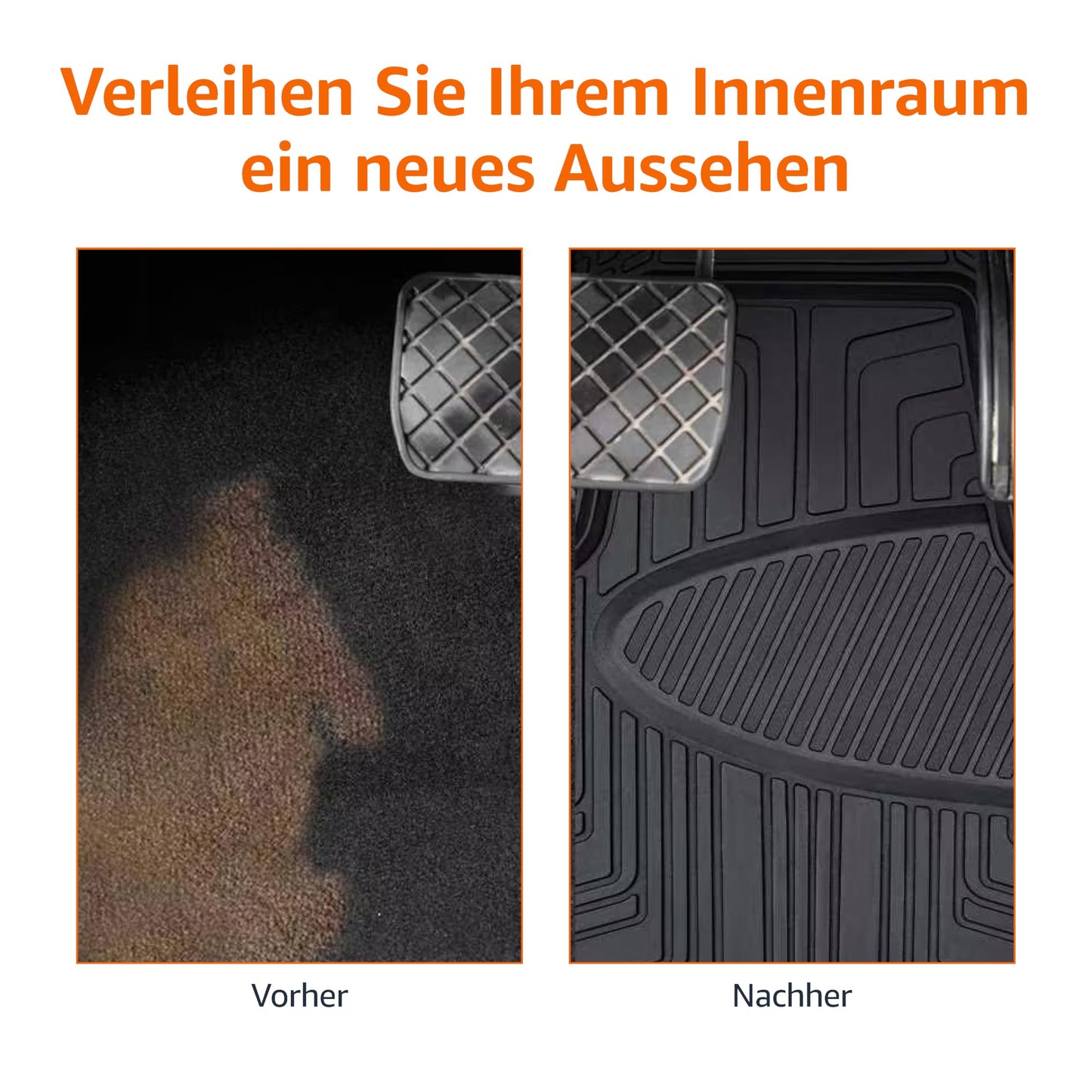 Amazon Basics 4-Piece All-Season Rubber Car Floor Mats for Cars, SUVs, and Trucks, Black