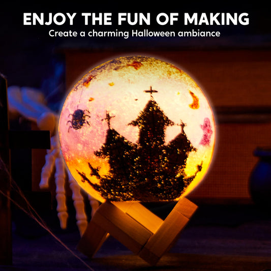 Clever Kits Crafting Moon Lamp Painting Set, DIY Moon Lamp Painting Creative Set for Kids, Craft Kit for children aged 6 7 8 9 10 11 12 years, Gifts for Girls 6-12 years, 3D Painting Night Light