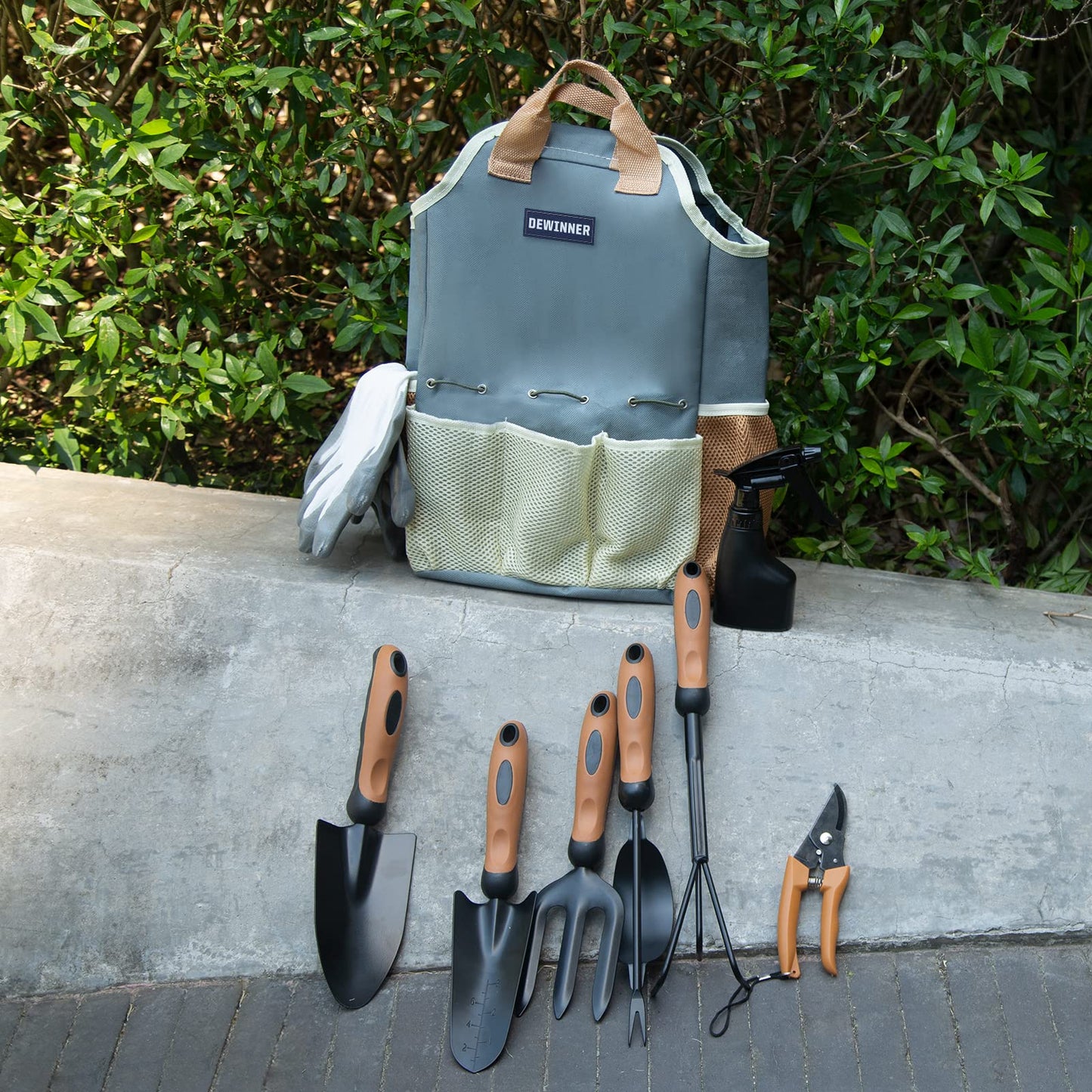 DEWINNER Garden Tool Set 8Pcs, Gardening, Garden Gift for Women and Men, Stainless Steel, Robust Garden Tool Sets, Easy Storage