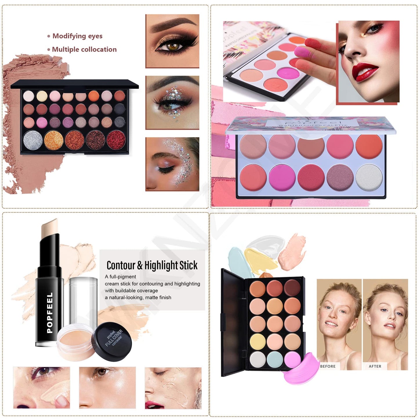 Professional makeup sets, MKNZOME makeup case for women's makeup set, makeup palettes, cosmetics, eyeshadow, lip gloss, birthday Christmas gift set.