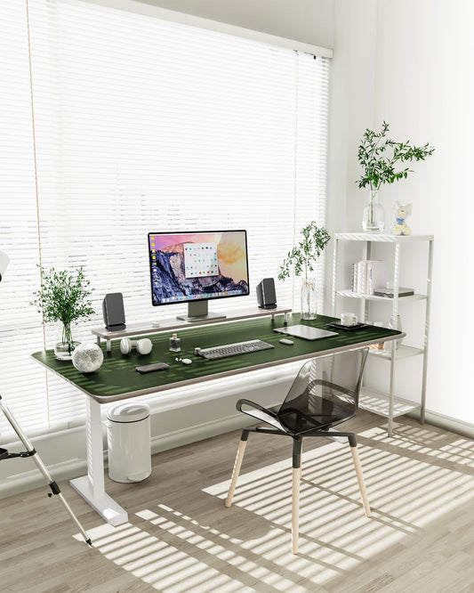 YSAGi Desk Pad, Mouse Pad with Leather and Non-Slip Suede, Multifunctional Office Mousepad Laptop Writing Pad, Desk Protection Mat for Office/Home-Office (Dark Green, 120x60cm)