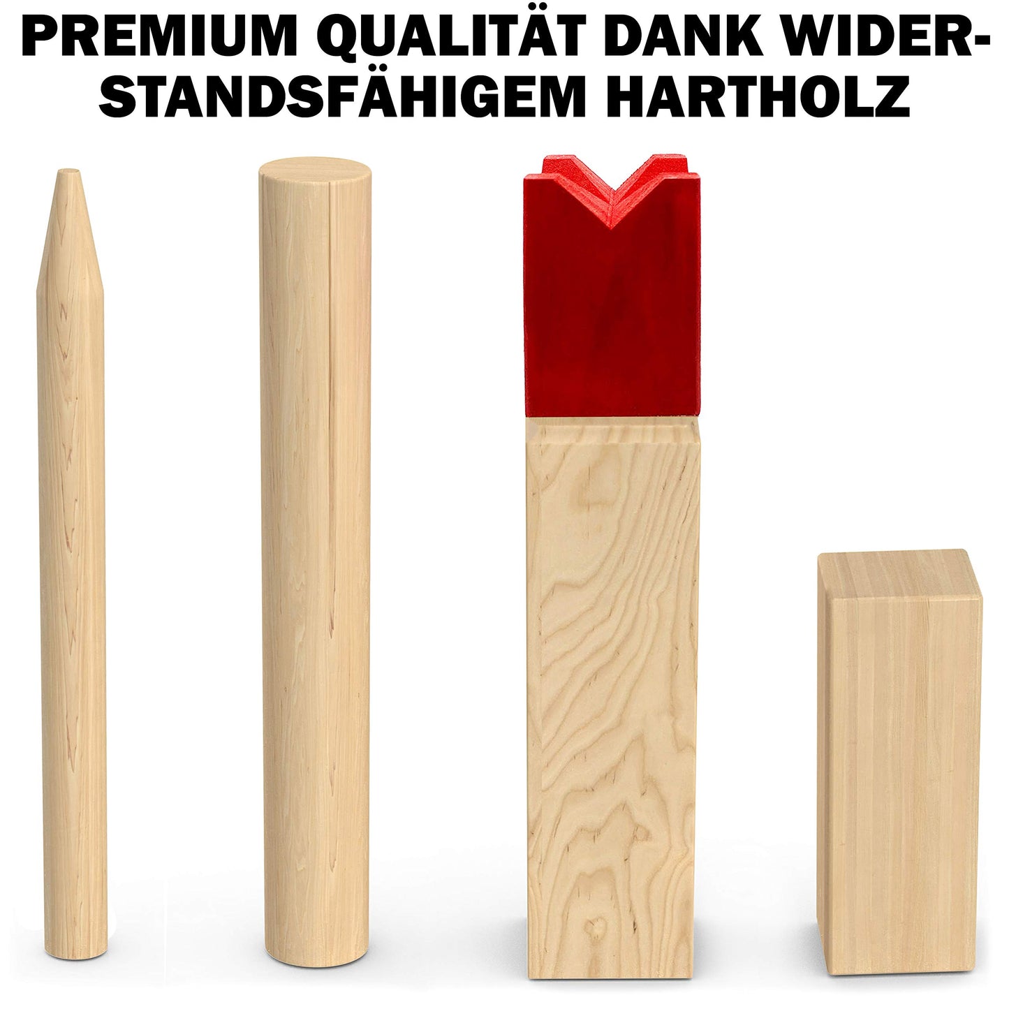 Kubb Viking Game made of premium quality wood - Solid wood construction - Comes with a convenient carrying bag - Outdoor chess game - Wooden game for kids and adults of all ages, 2-12 players