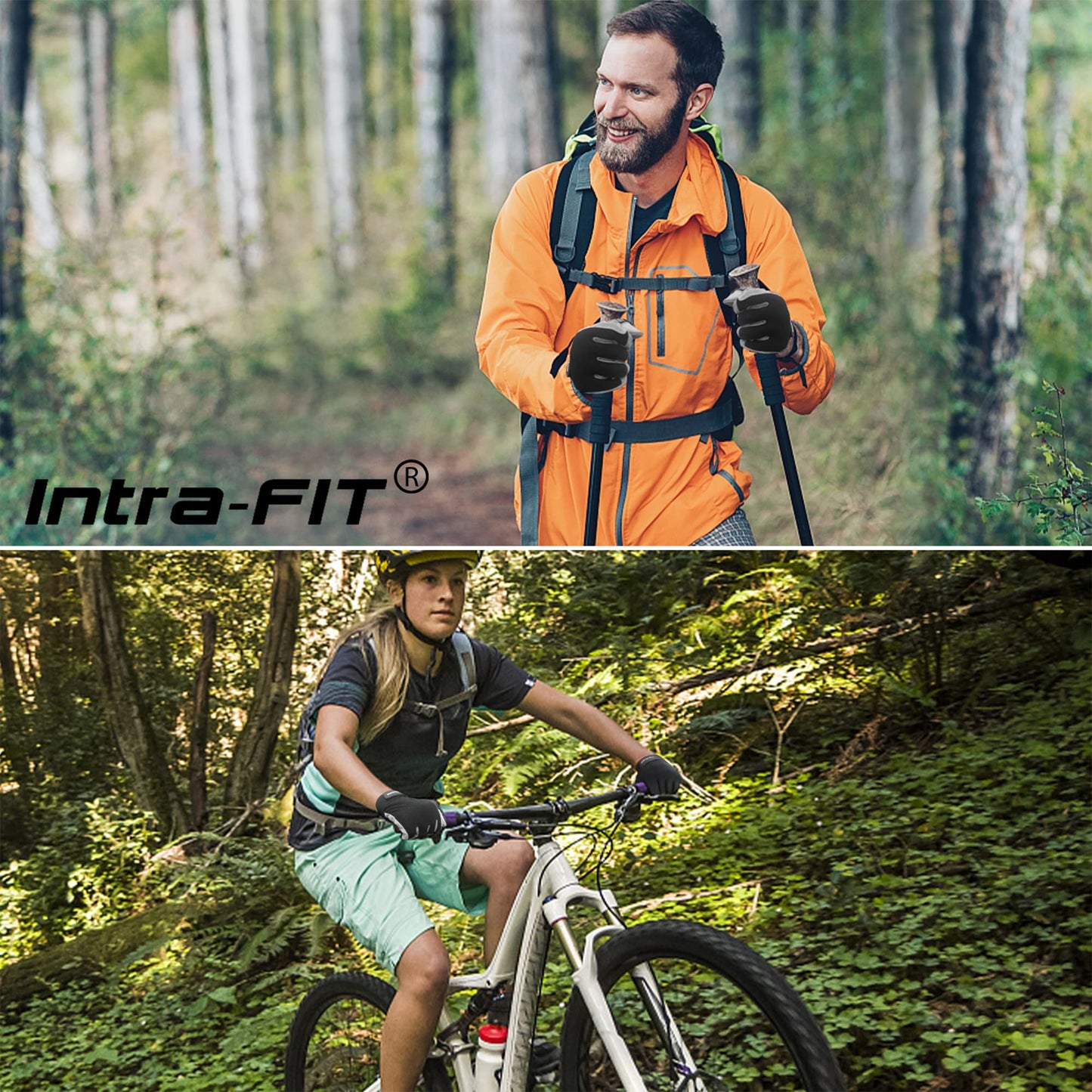 Intra-FIT climbing gloves with synthetic leather construction provide abrasion protection for rappelling, mountaineering, adventure, outdoor sports, and rescue.
