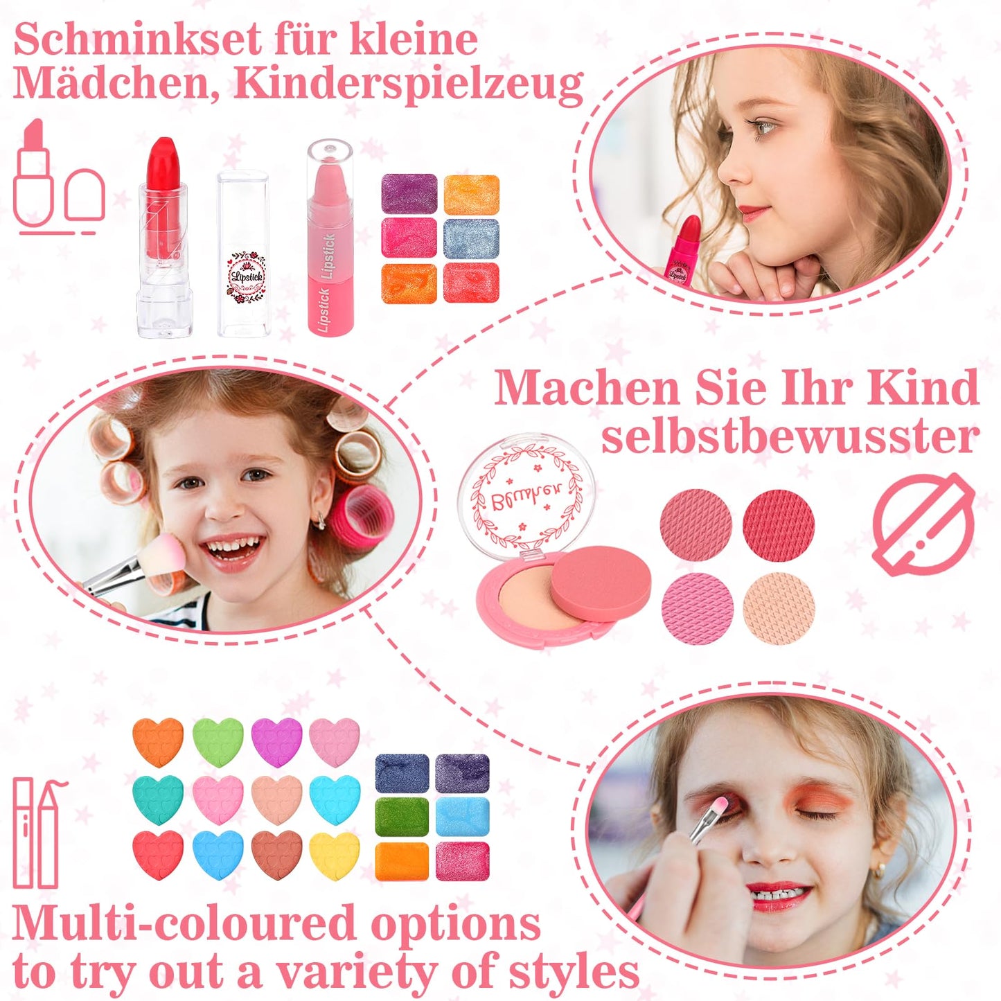 Children's Makeup Set for Girls, Flybay Kids Makeup Case Girls Toy, Washable Kids Makeup Kit Halloween Christmas Birthday for 4 5 6 7 8 9 10 11 Year Old Girls Gift