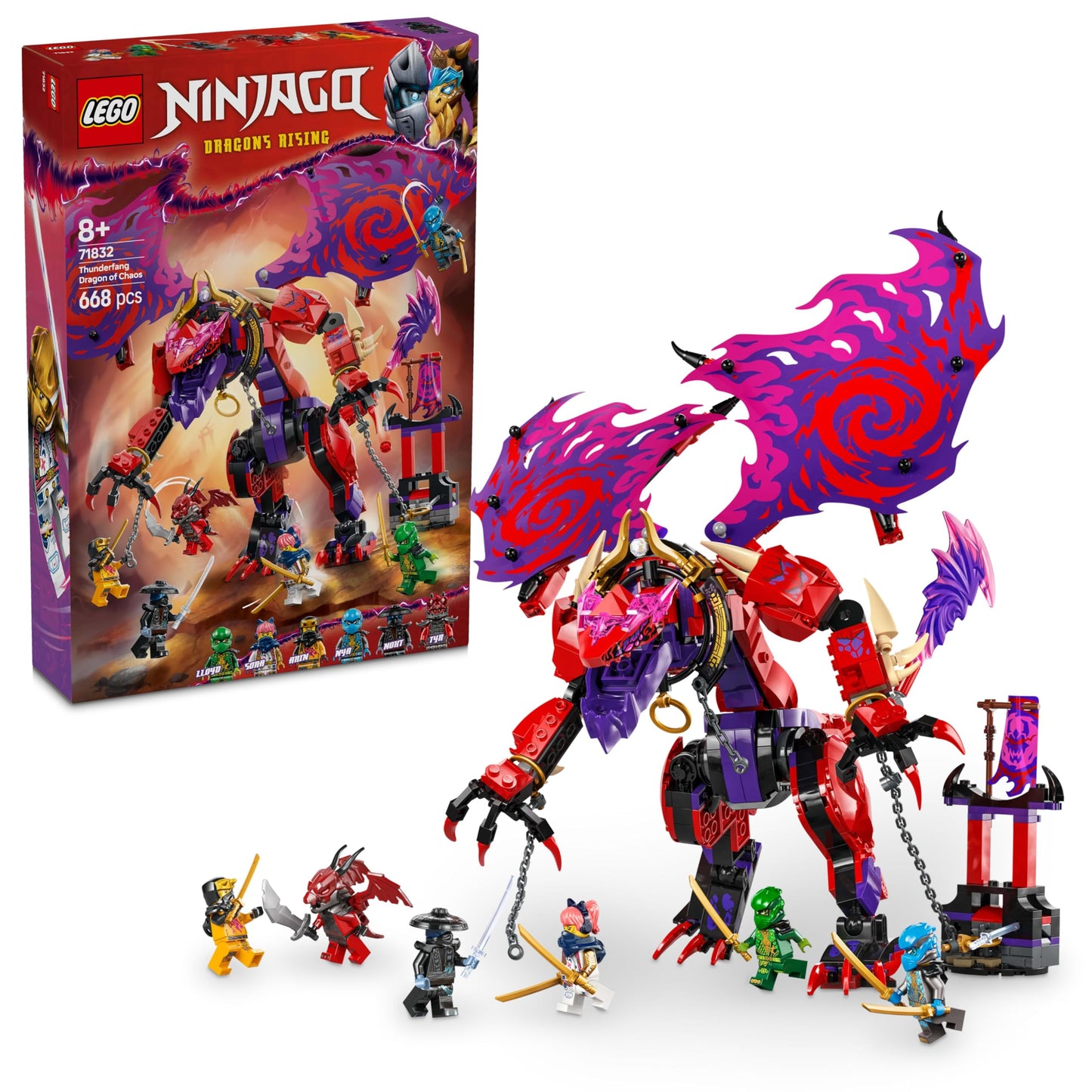 LEGO NINJAGO Stormbringer Dragon - Toy with 6 Ninja Minifigures - Roleplay Building Set for Boys and Girls 8+ - Gifts for Fans of the TV series Rise of the Dragons 71832