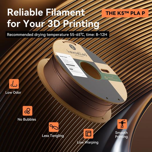 Kexcelled PLA Metallic 1.75mm, silk metal 3D printing filament PLA+/-0.03mm, metallic surface, carton roll, 1kg spool (2.2lbs), glossy, for FDM printers, blue.